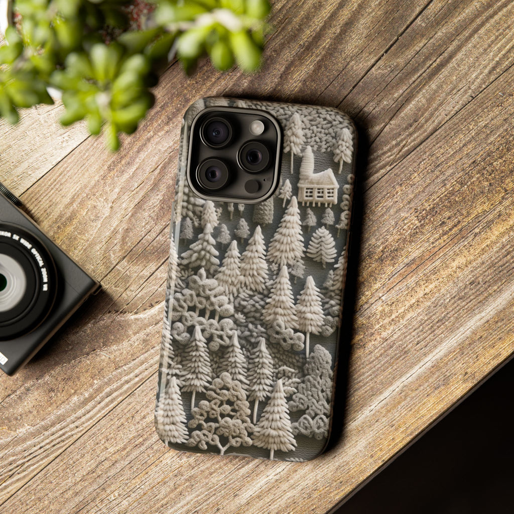 The Frozen Forest, Phone Cover Tough Case with a 3D knitted effect, Winter Motives, iPhone | Samsung