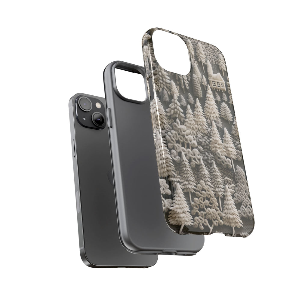 The Frozen Forest, Phone Cover Tough Case with a 3D knitted effect, Winter Motives, iPhone | Samsung