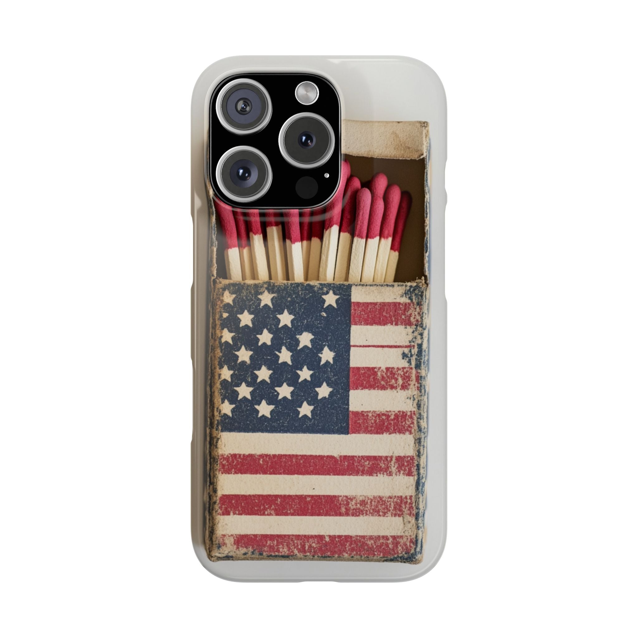 Slim Phone Case with Vintage American Flag Design, Patriotic White Background, America Pride, Independence Day Gift, Protective Phone Cover,
