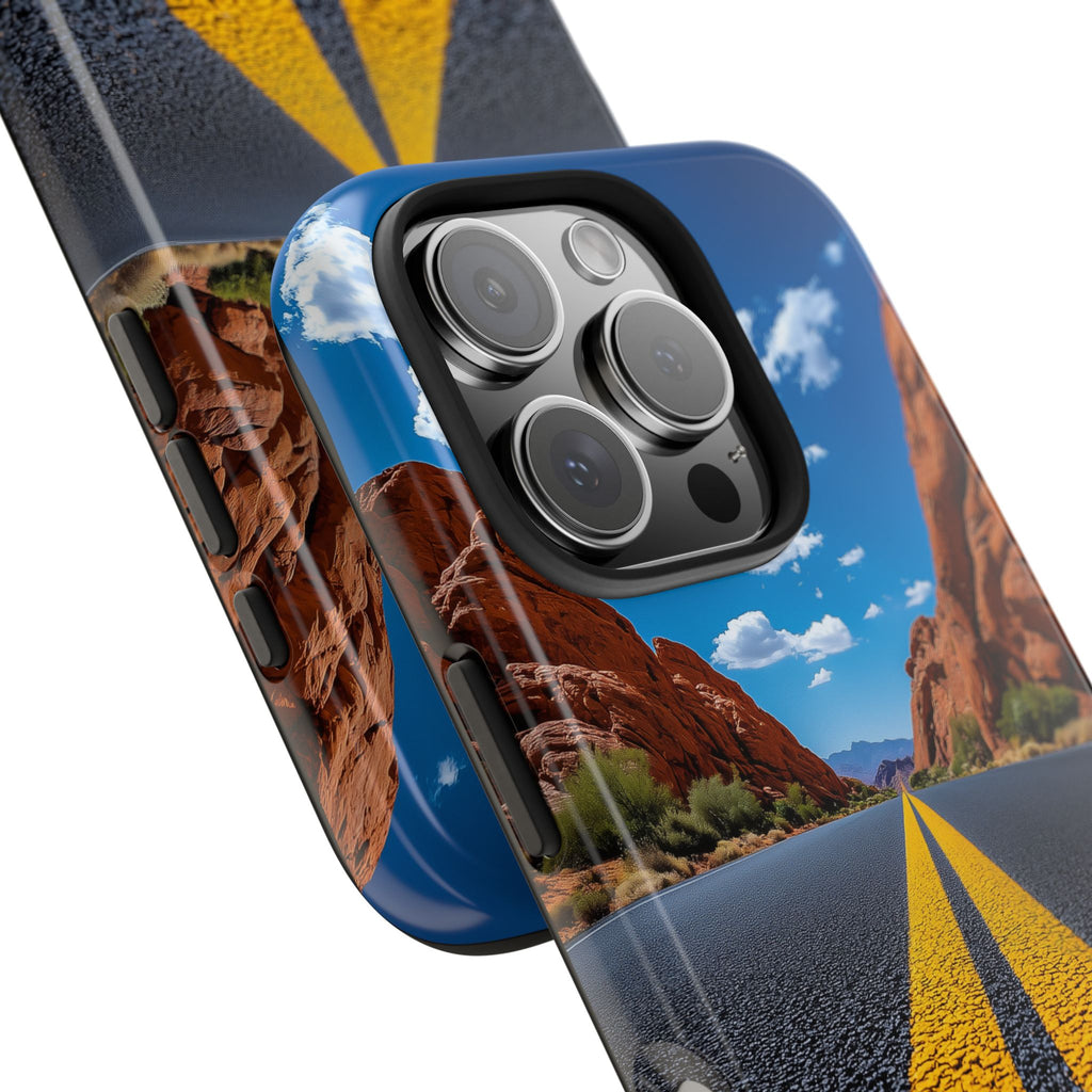 A Lone Desert Road, Stretching into the Horizon, Phone Cover Tough Case, iPhone | Samsung