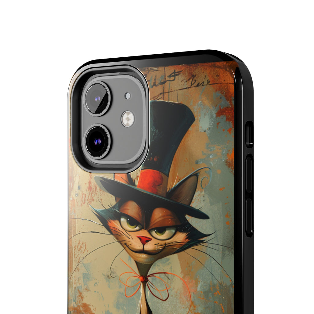 A Black Hat Cat Phone Cover Tough Case, iPhone and Samsung
