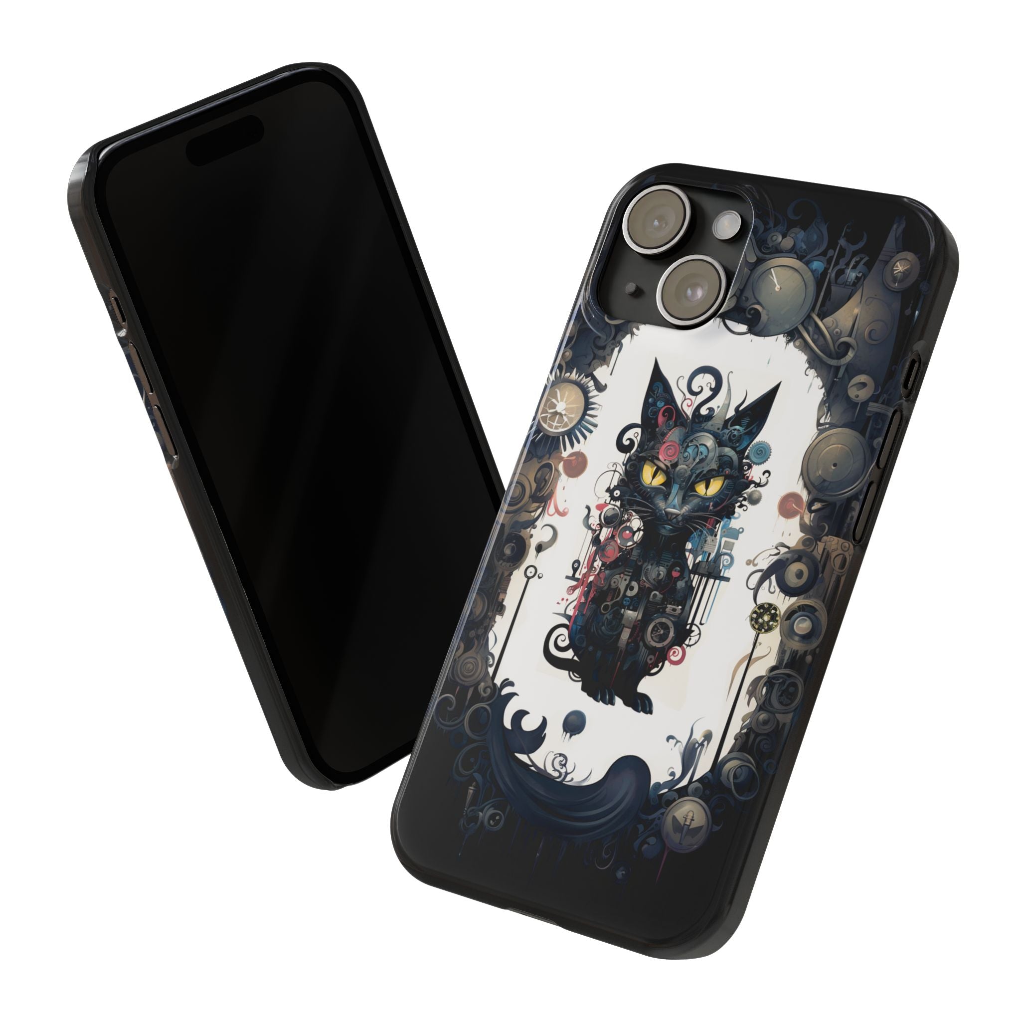 Clockpunk Cat 3: Feline Marvel iPhone Slim Case, blend of art and mechanics, avant-garde iPhone case