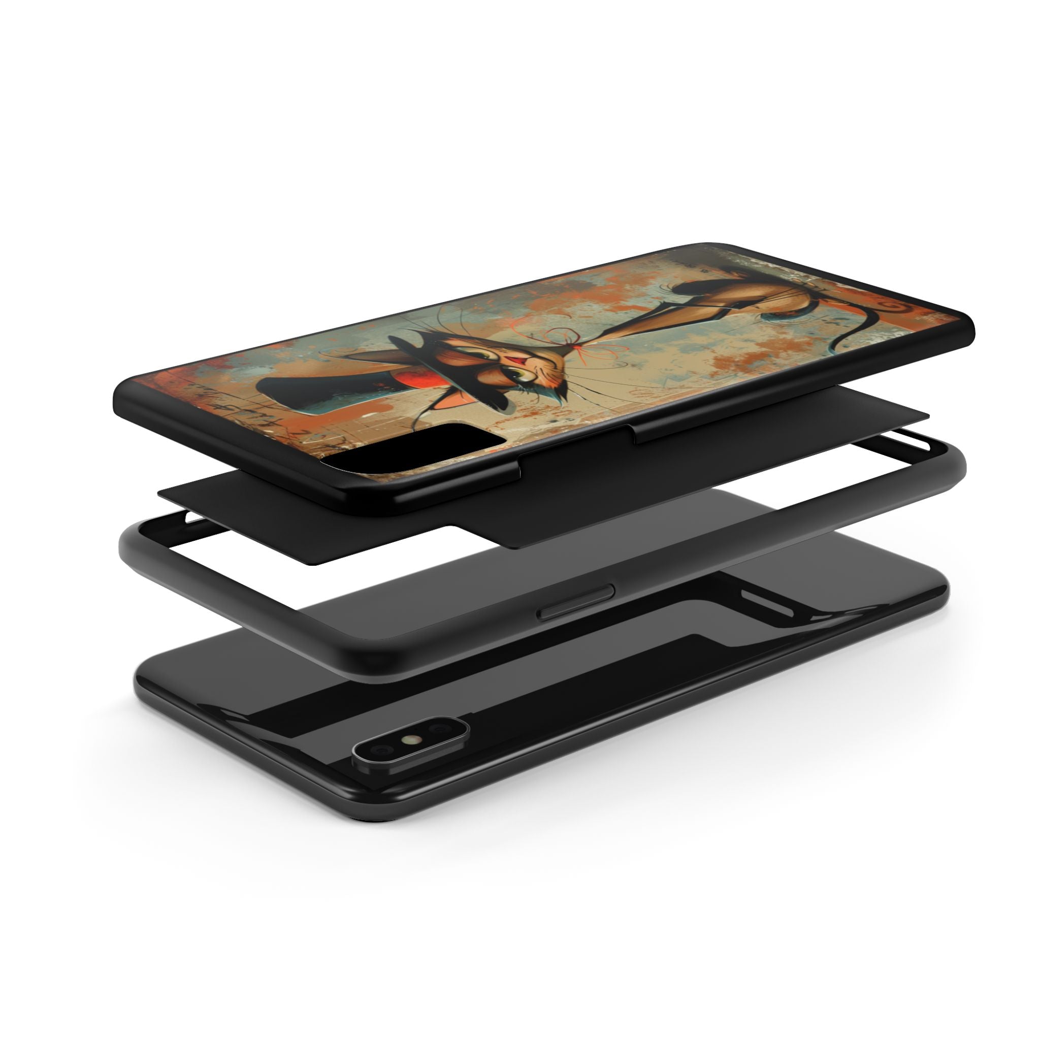A Black Hat Cat Phone Cover Tough Case, iPhone and Samsung