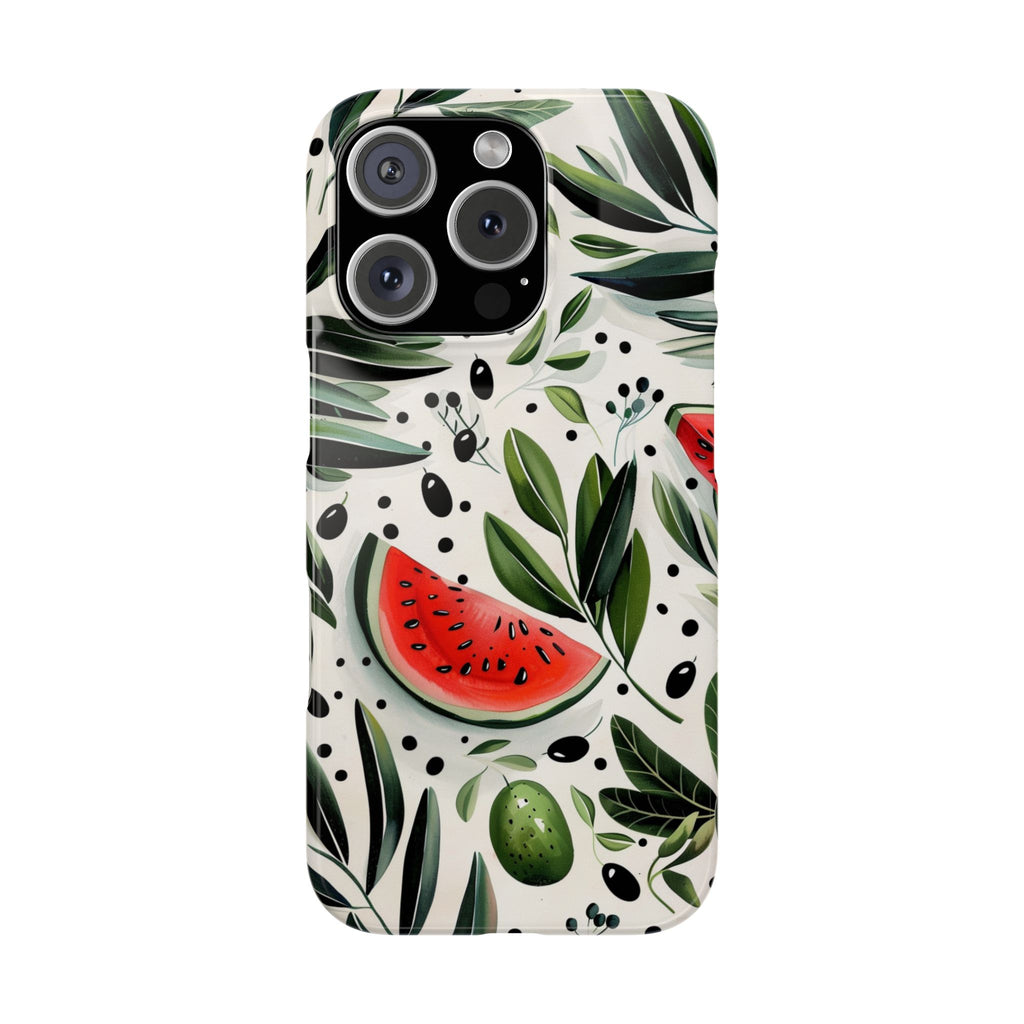 Free Palestine 2 Slim Case for iPhone, Olive tree and Watermelon, Symbol of Palestine