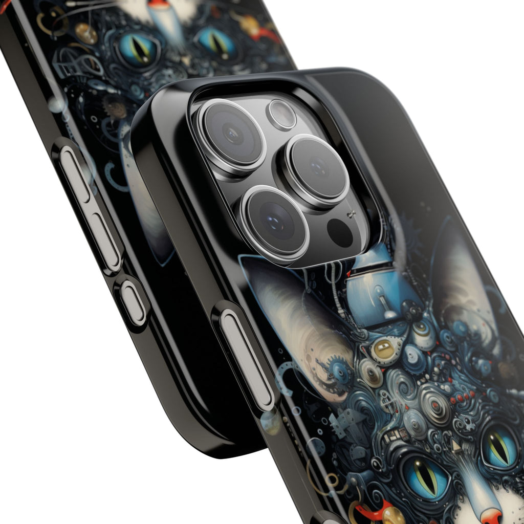 Clockpunk Cat: Mechanical Feline Marvel iPhone Slim Case, blend of art and mechanics, avant-garde iPhone case