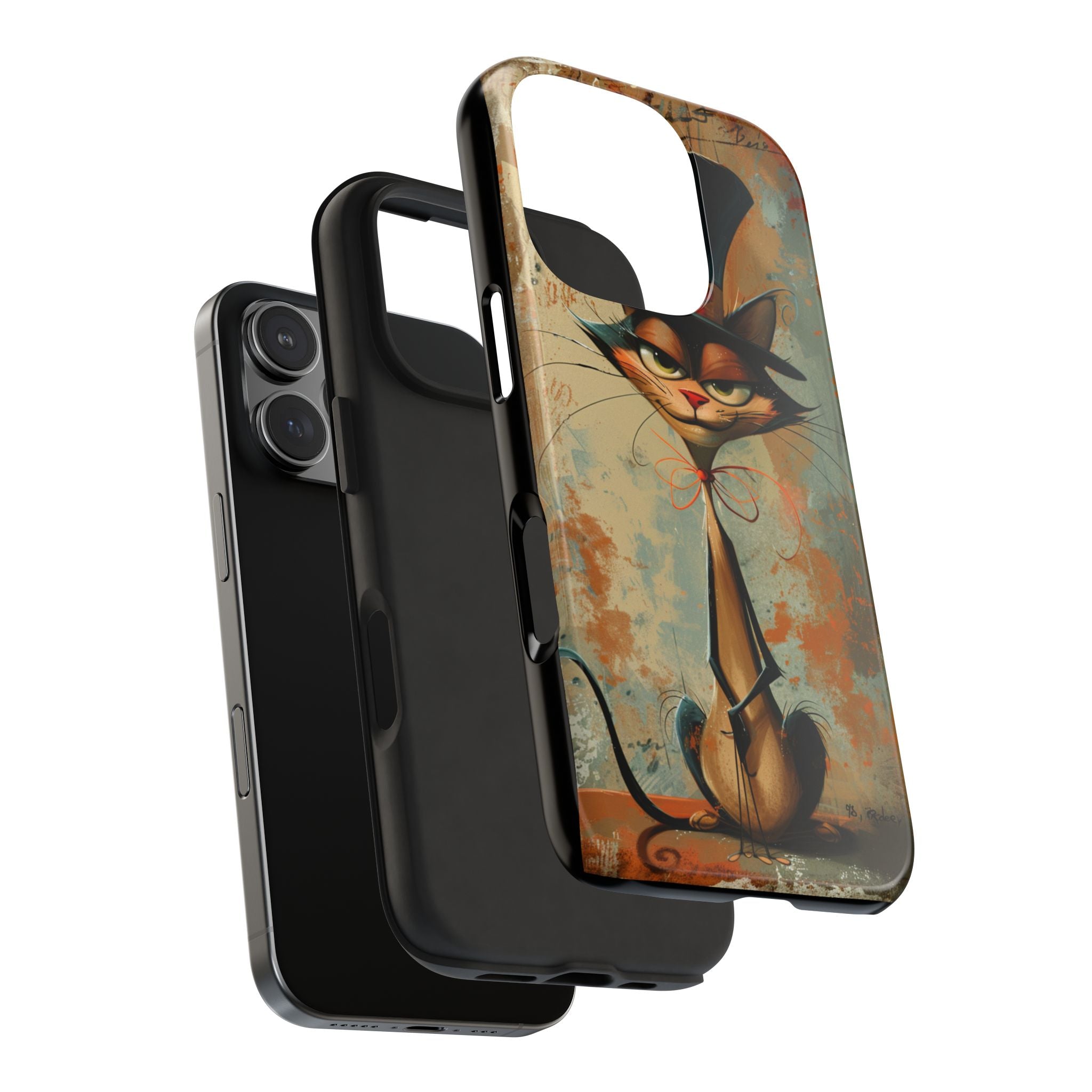 A Black Hat Cat Phone Cover Tough Case, iPhone and Samsung