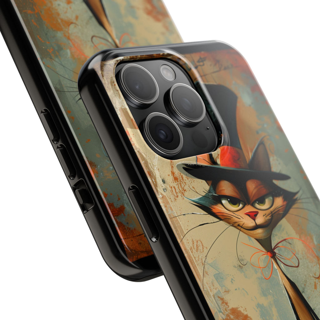 A Black Hat Cat Phone Cover Tough Case, iPhone and Samsung