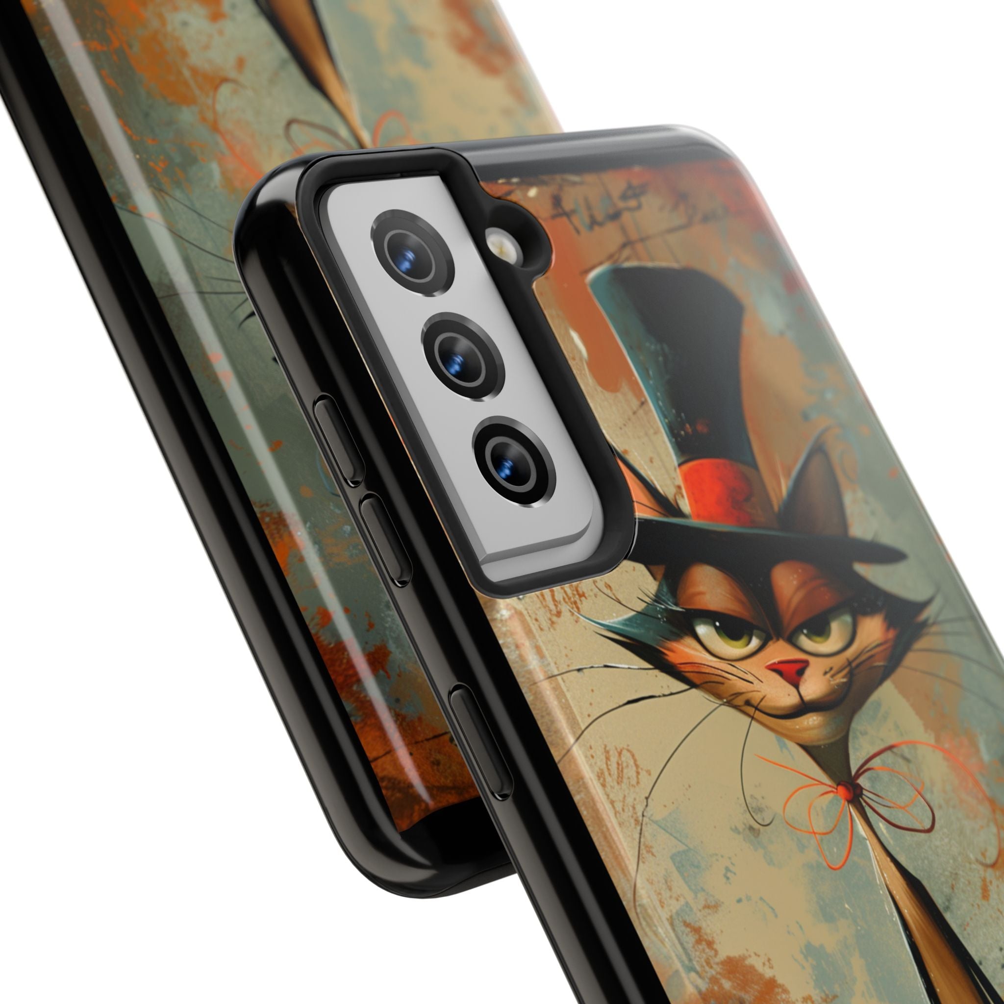 A Black Hat Cat Phone Cover Tough Case, iPhone and Samsung