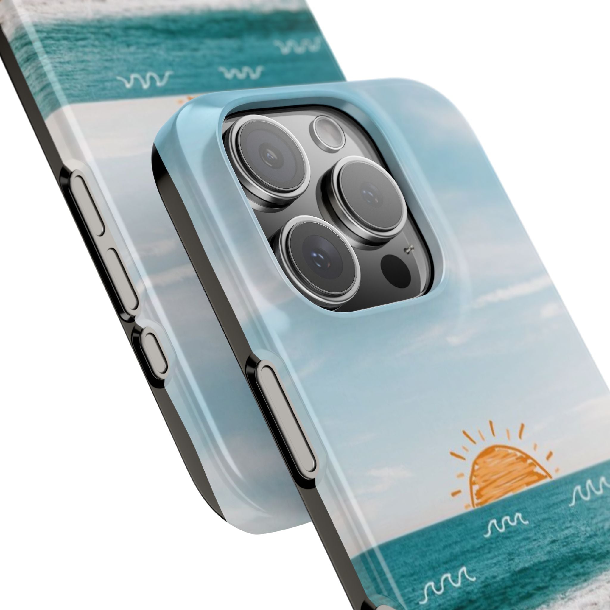Beach Sunset Slim Phone Case - Summer Vibes, Ocean Waves, Sunset Logo - Protective Phone Cover, Tropical Accessories, Vacation Gift, Coastal