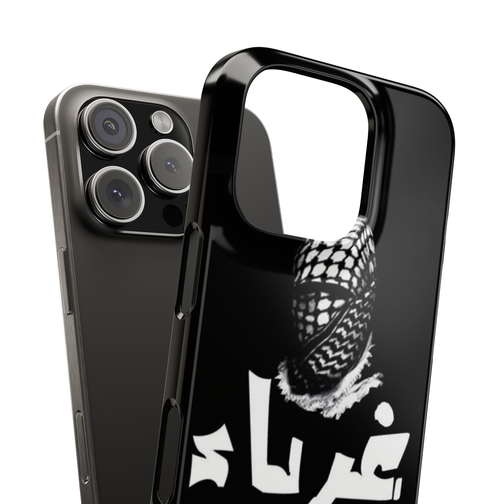 Palestine Slim Phone Case, Arabic Ghorba, Traditional Middle Eastern Keffiyeh Design, Black White Phone Cover, Arabic Letters