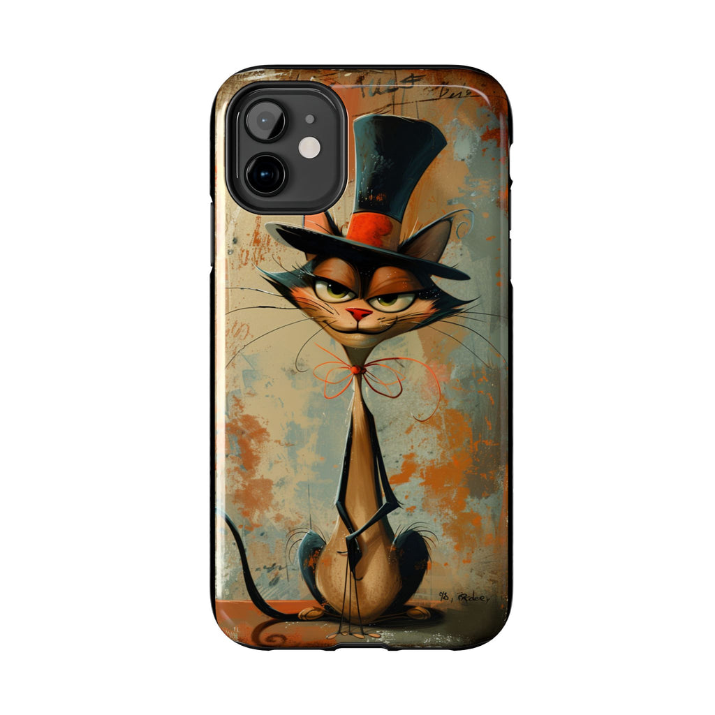 A Black Hat Cat Phone Cover Tough Case, iPhone and Samsung