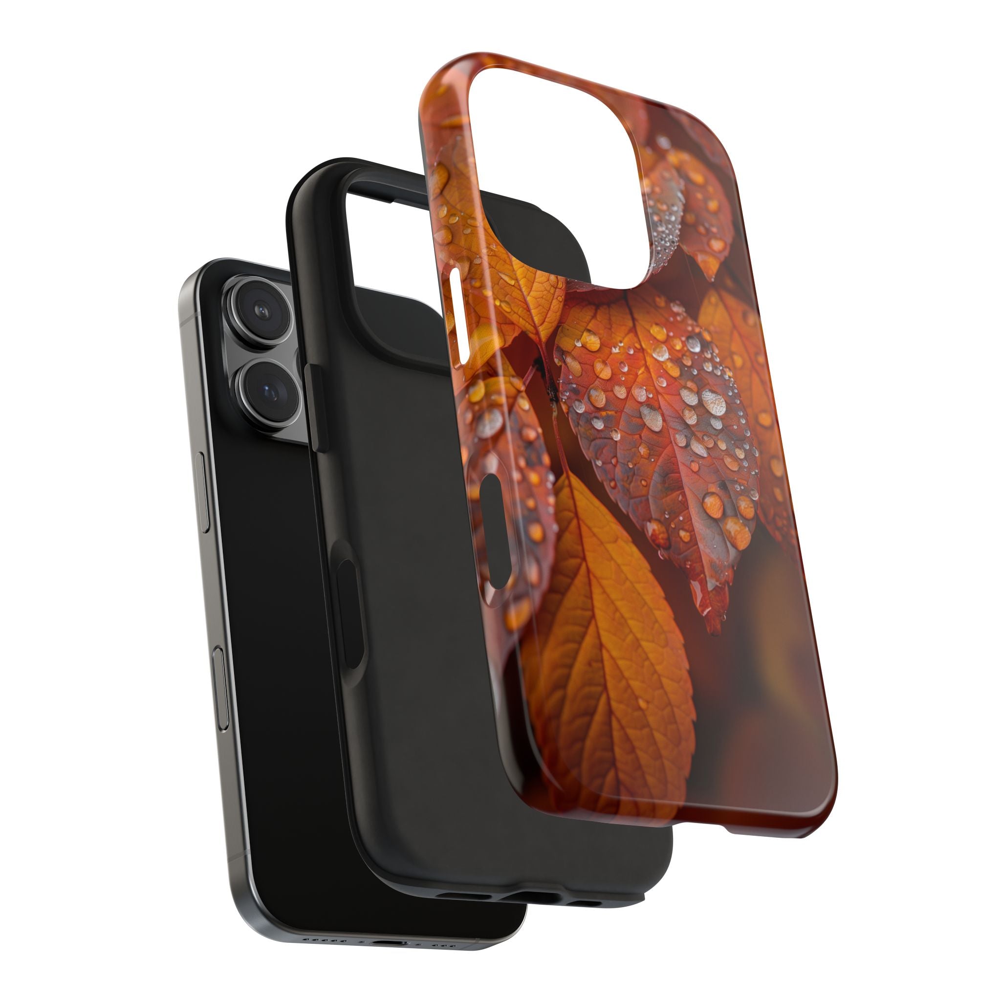 Phone Cases - Autumn Rain Drops, Yellow Leaves Design