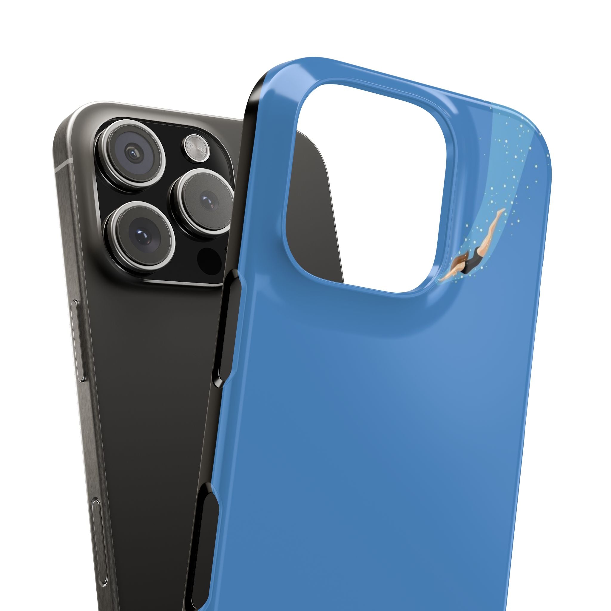 Minimalist Woman Diving Slim Phone Case, Elegant Blue Background, Fashion Illustration, Protective Phone Cover, Stylish Accessories