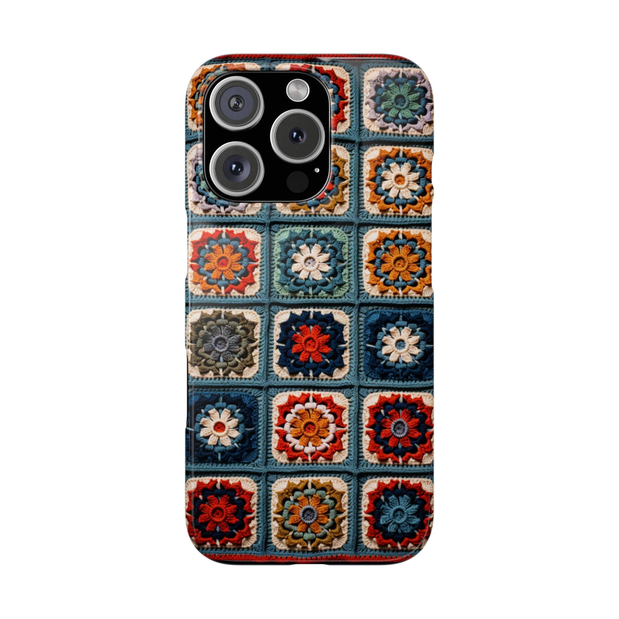 The Granny's Blanket Patchwork Phone Cover, Slim Case, 3D realism, Vintage Crochet Blanket Knit