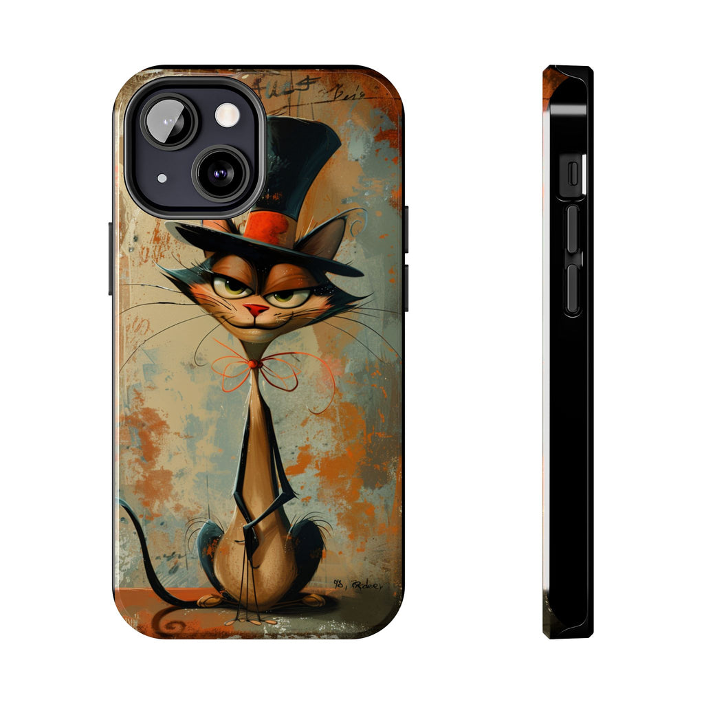 A Black Hat Cat Phone Cover Tough Case, iPhone and Samsung