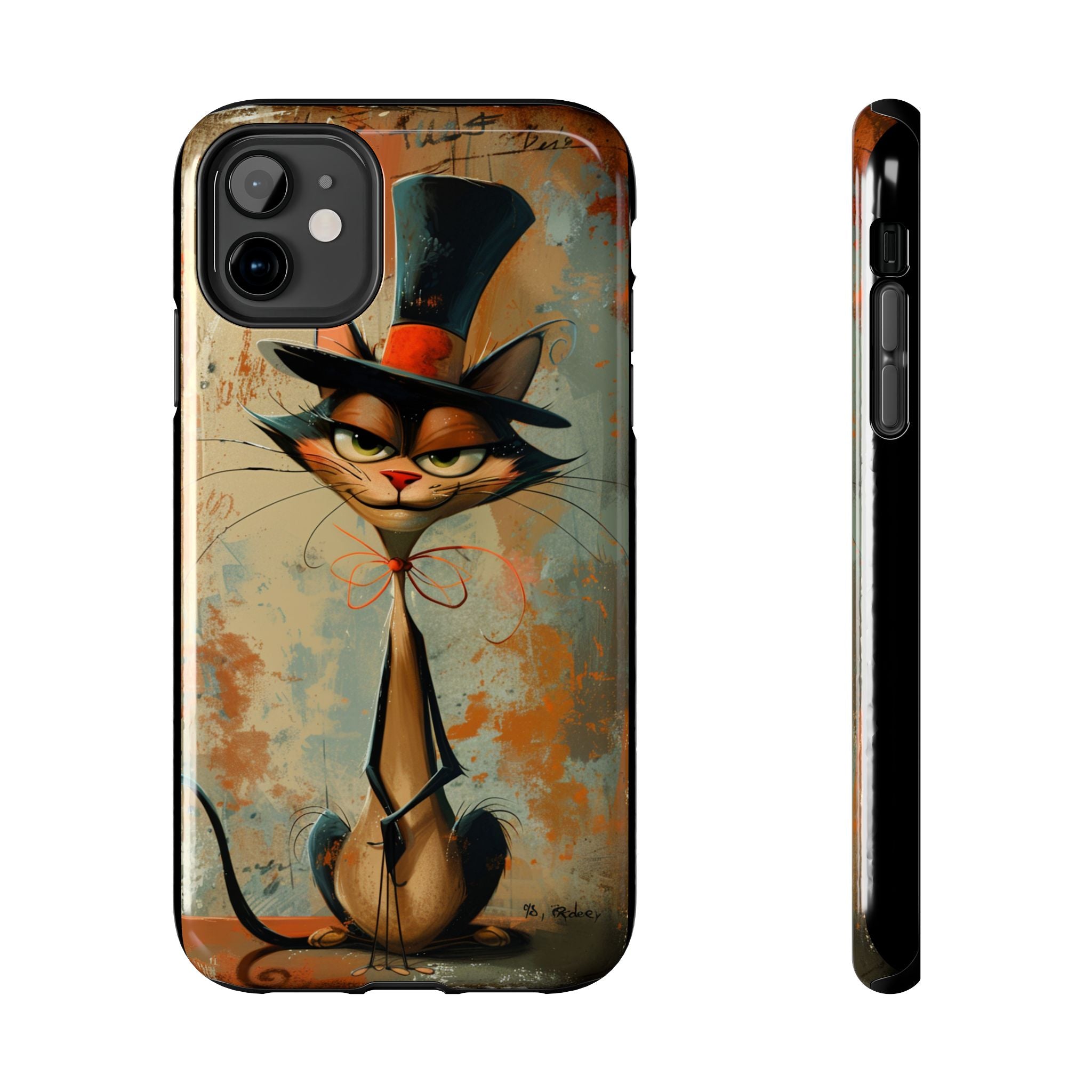 A Black Hat Cat Phone Cover Tough Case, iPhone and Samsung