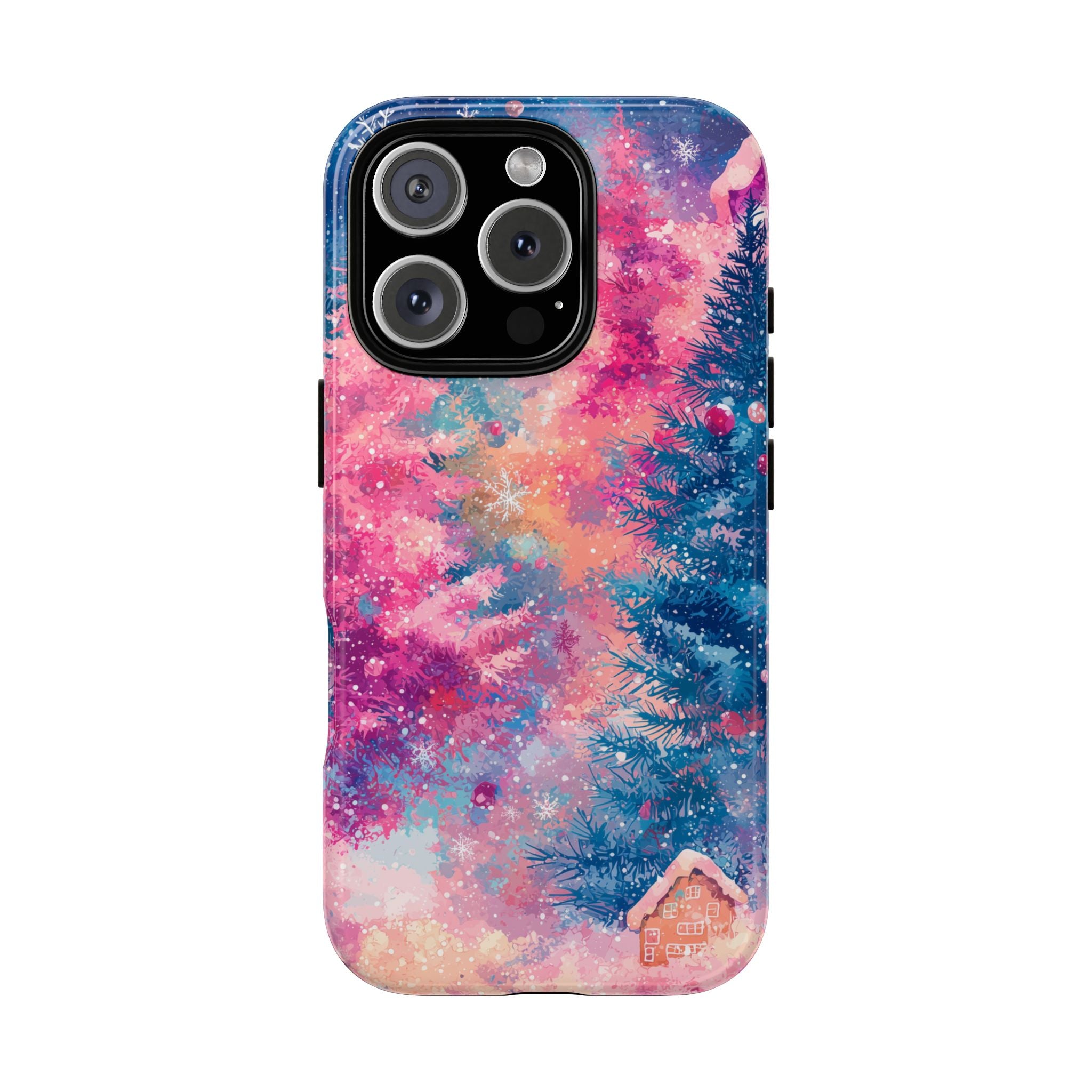 Phone Cases Snowfall Christmas Night Blue Pink
