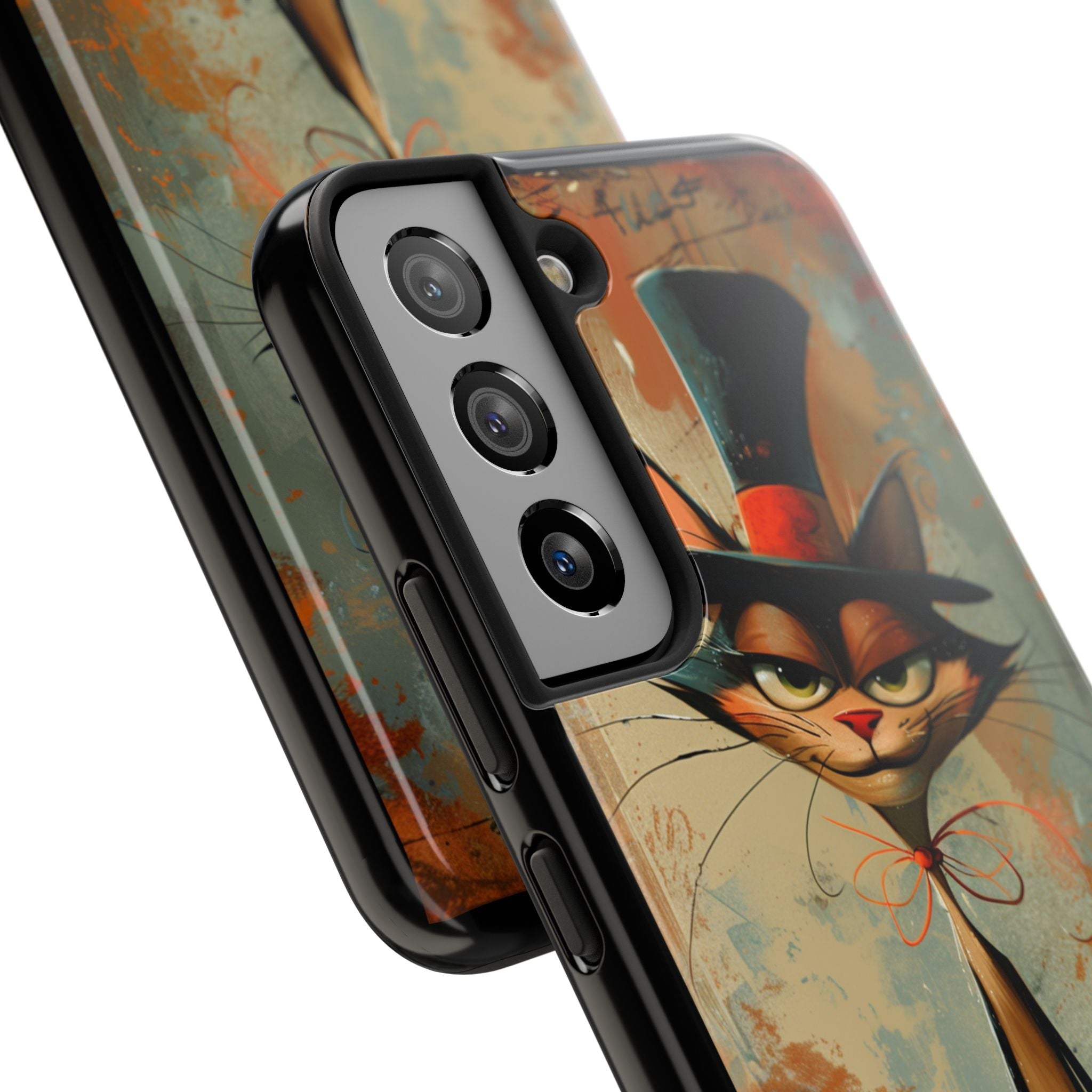 A Black Hat Cat Phone Cover Tough Case, iPhone and Samsung