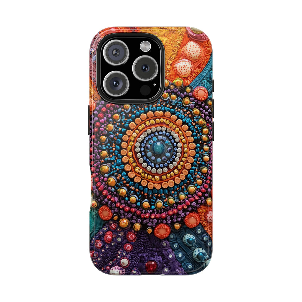 A Vibrant Mandala Pattern II, Dots and Circles, Phone Cover Tough Case, iPhone | Samsung