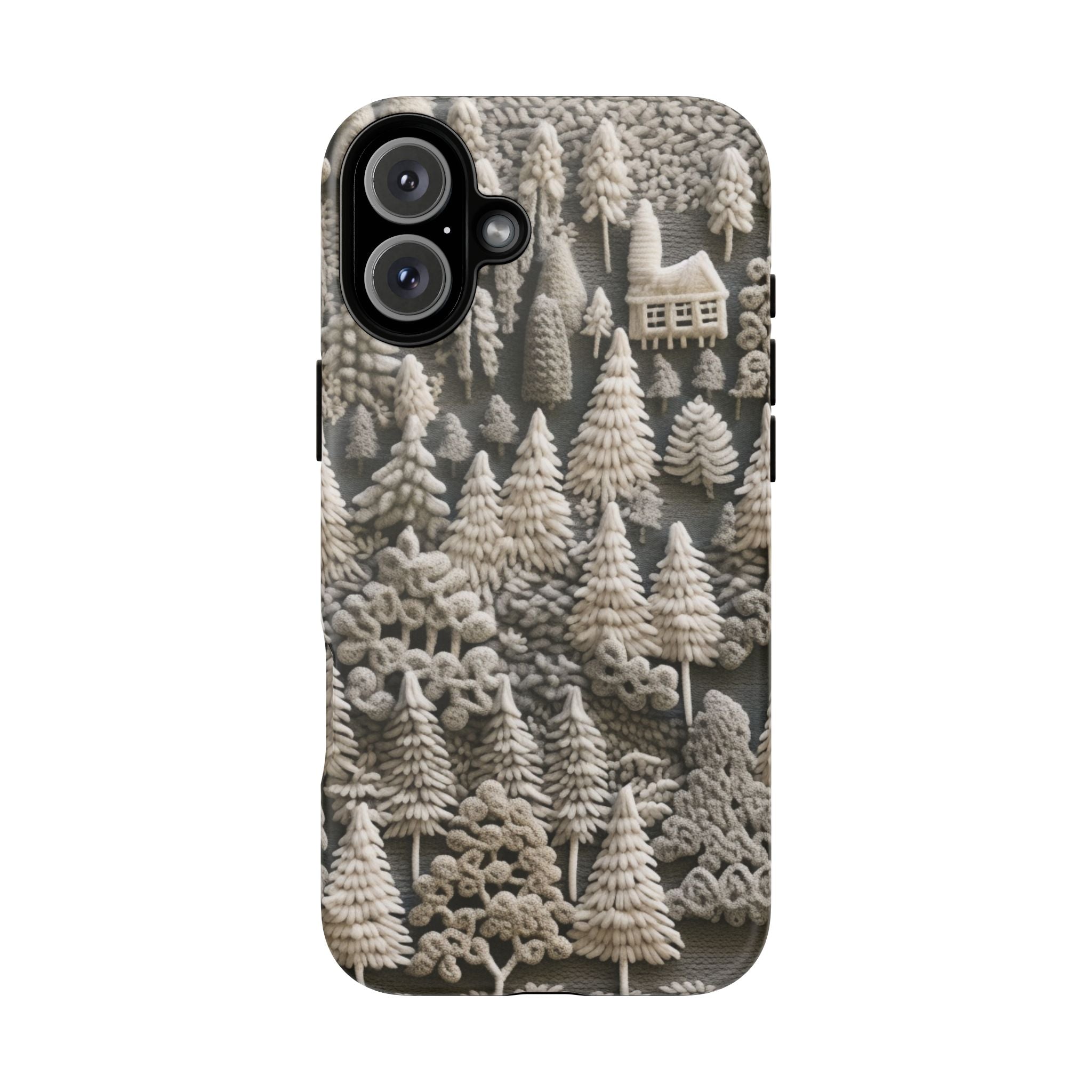 The Frozen Forest, Phone Cover Tough Case with a 3D knitted effect, Winter Motives, iPhone | Samsung