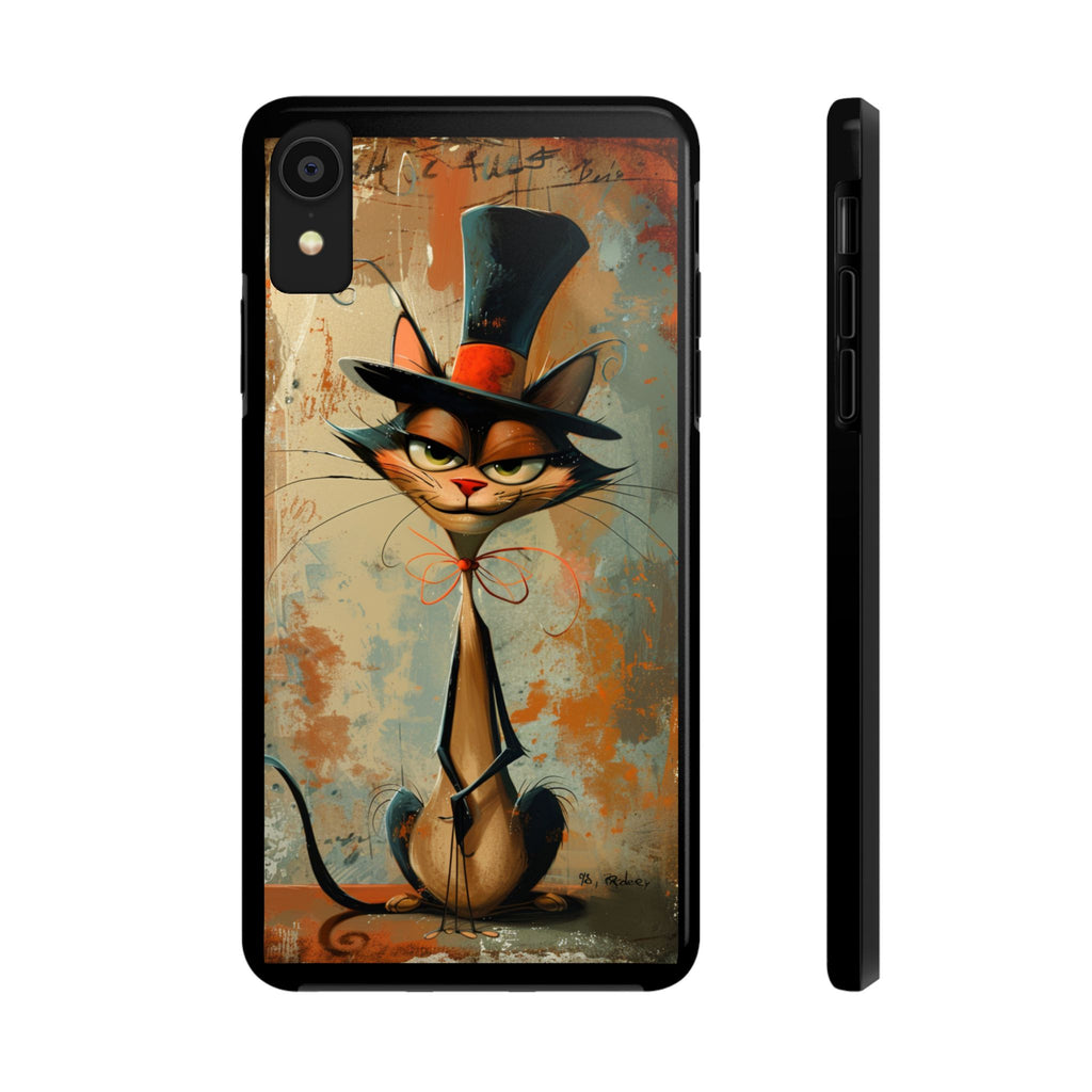 A Black Hat Cat Phone Cover Tough Case, iPhone and Samsung