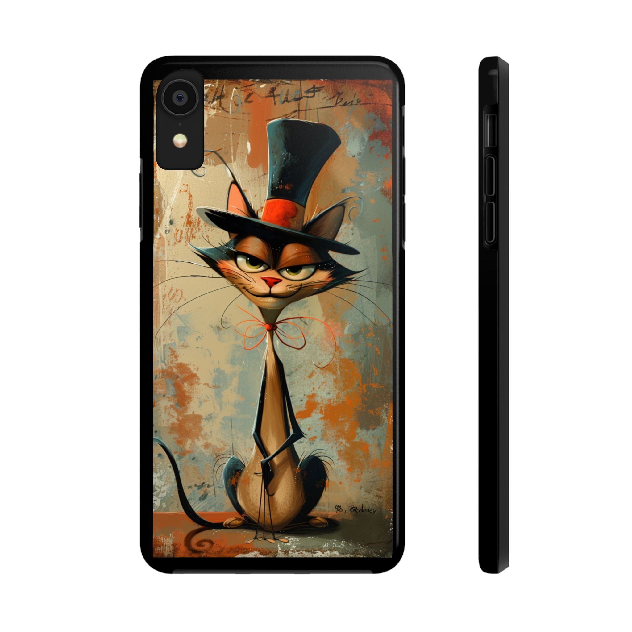 A Black Hat Cat Phone Cover Tough Case, iPhone and Samsung