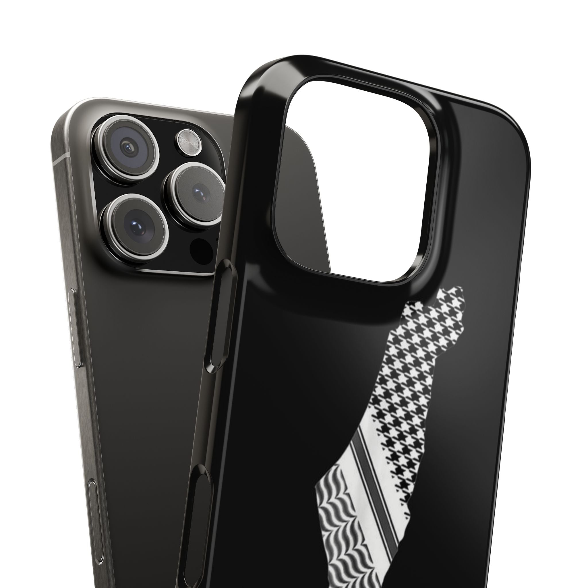 Free Palestine Case, Slim Case for iPhone, Shape of Palestine, Kuffiyah, Symbol of Palestine