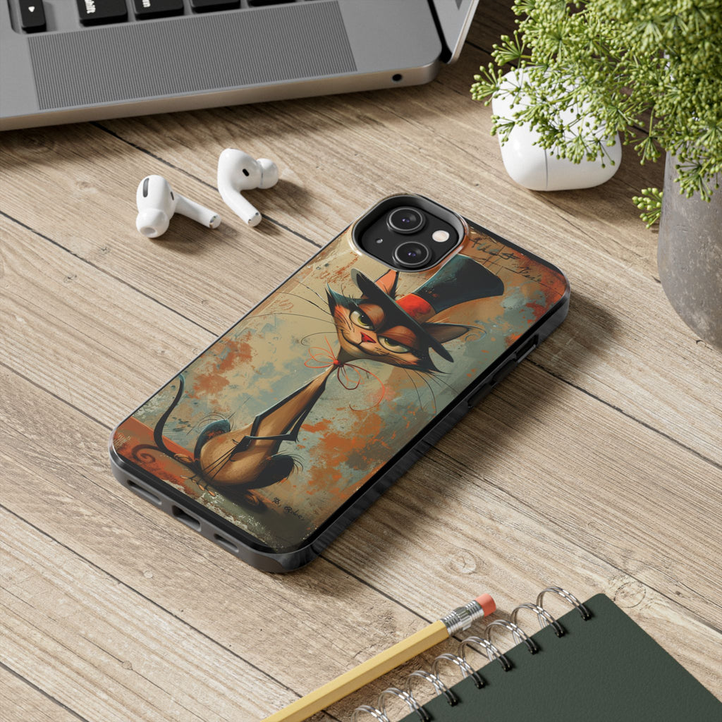 A Black Hat Cat Phone Cover Tough Case, iPhone and Samsung