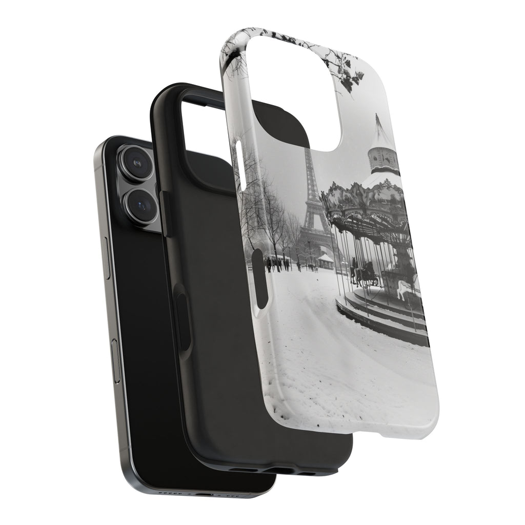 Snowy Paris Merry-Go-Round Phone Case, iPhone and Samsung Design