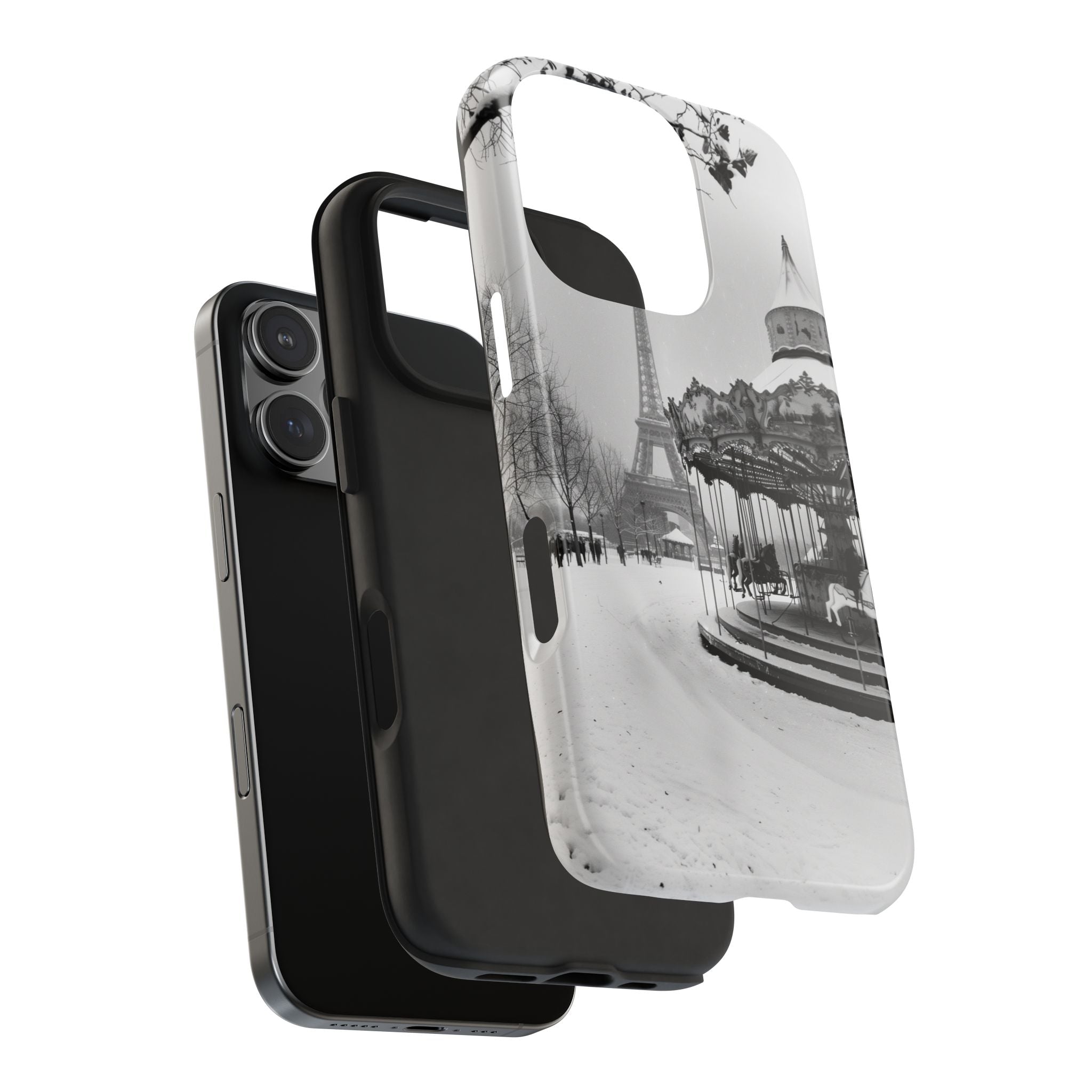 Snowy Paris Merry-Go-Round Phone Case, iPhone and Samsung Design
