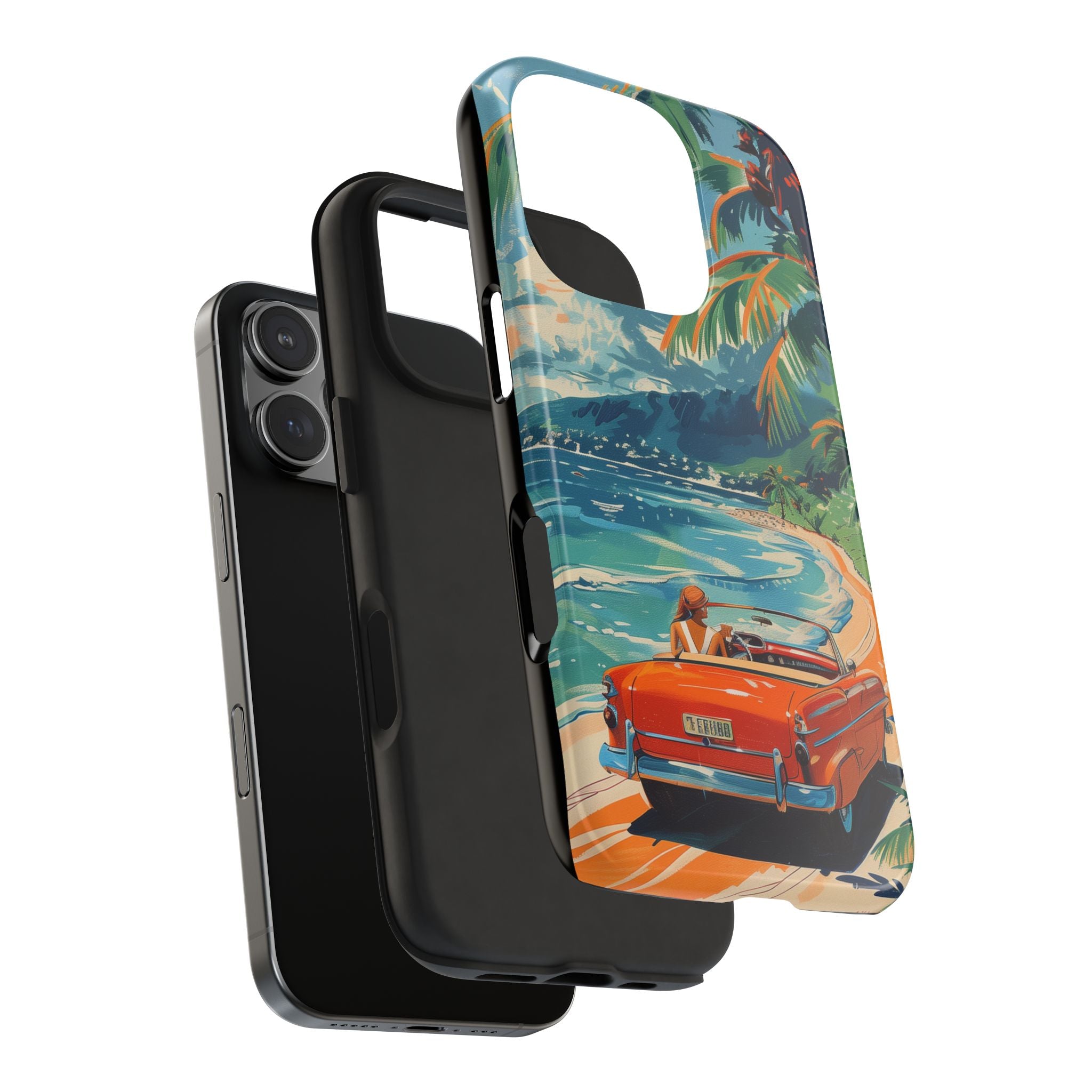 Phone Case - Summer Coast Drive Red Car Sun Sand Sea