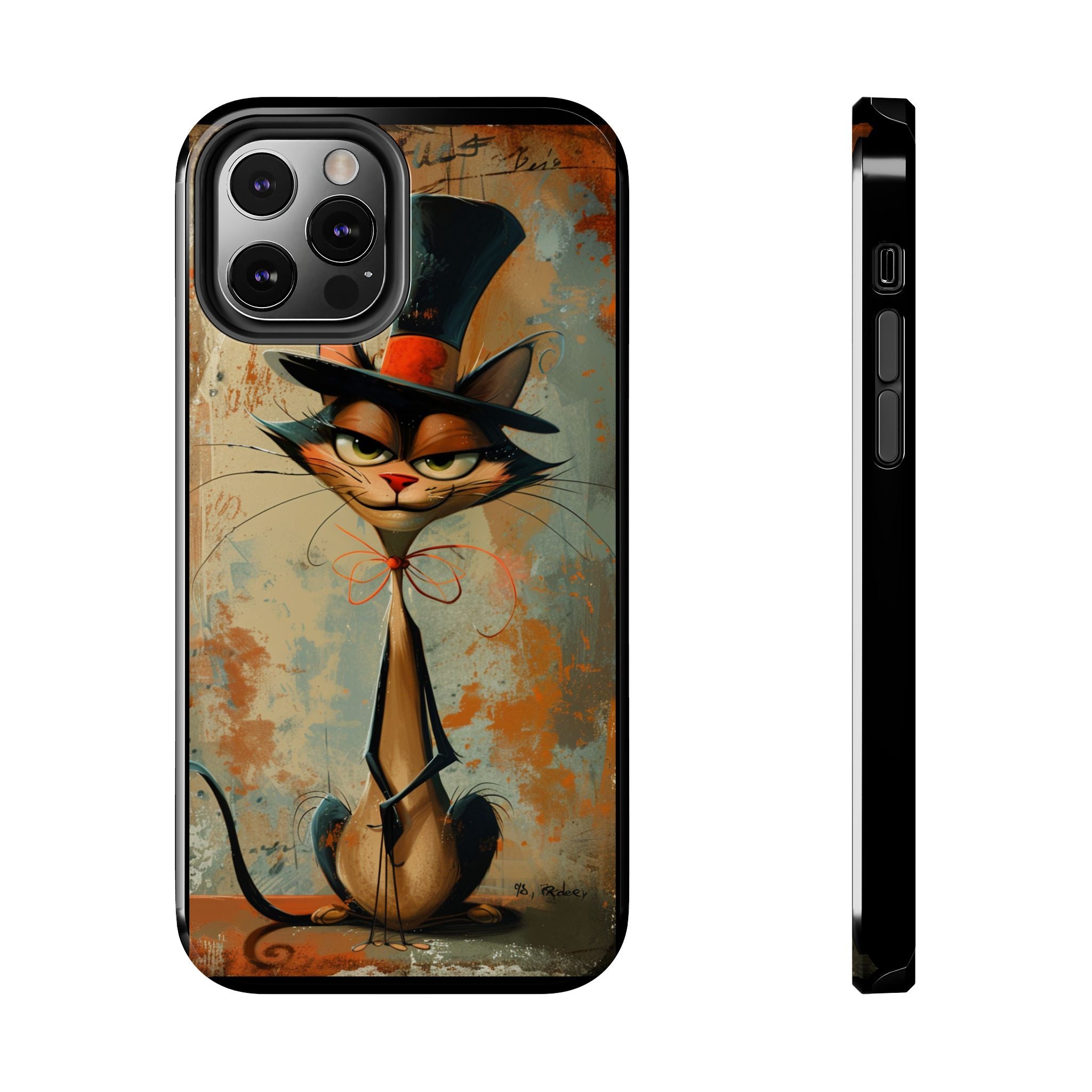A Black Hat Cat Phone Cover Tough Case, iPhone and Samsung