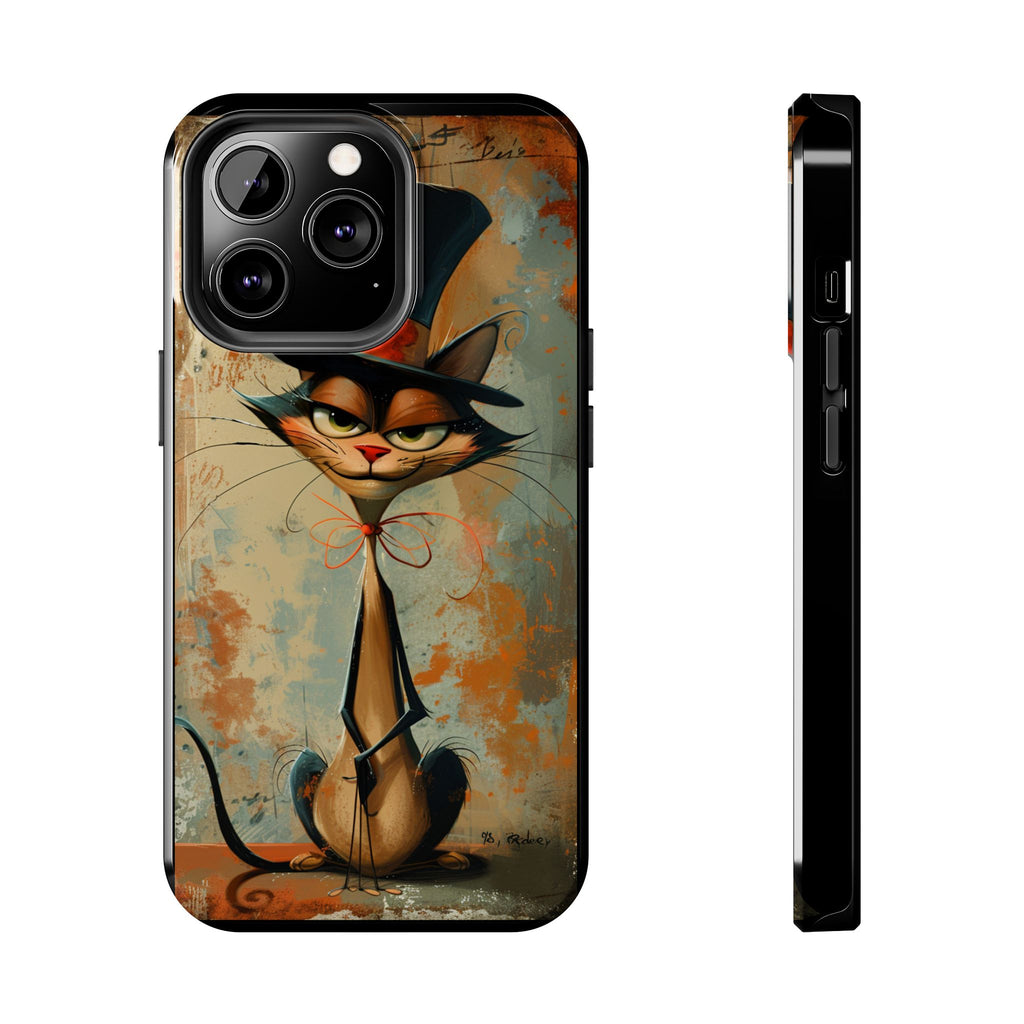 A Black Hat Cat Phone Cover Tough Case, iPhone and Samsung