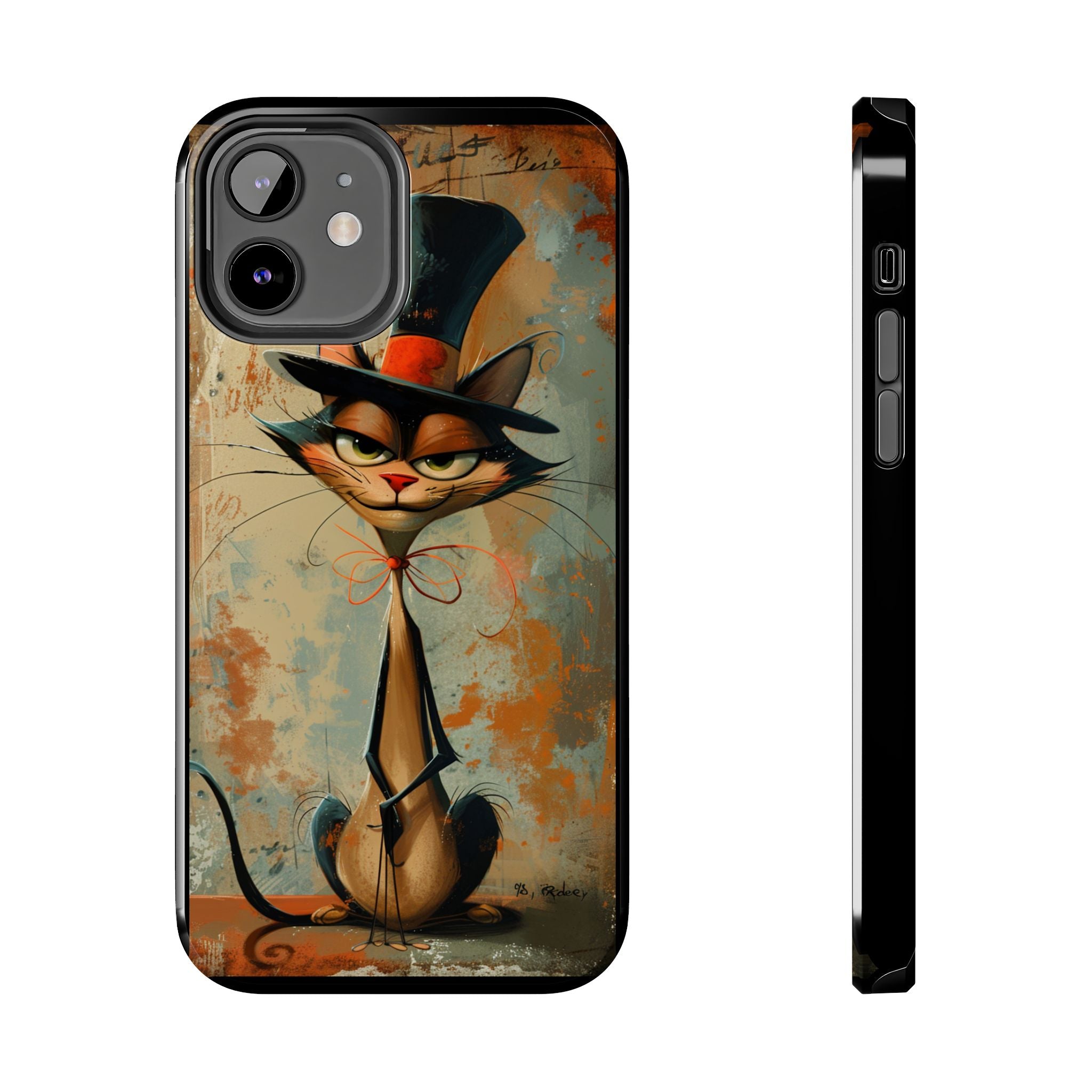 A Black Hat Cat Phone Cover Tough Case, iPhone and Samsung