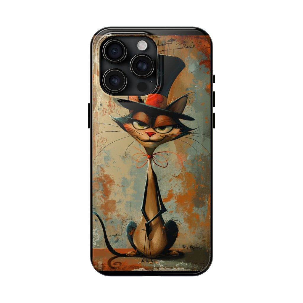 A Black Hat Cat Phone Cover Tough Case, iPhone and Samsung