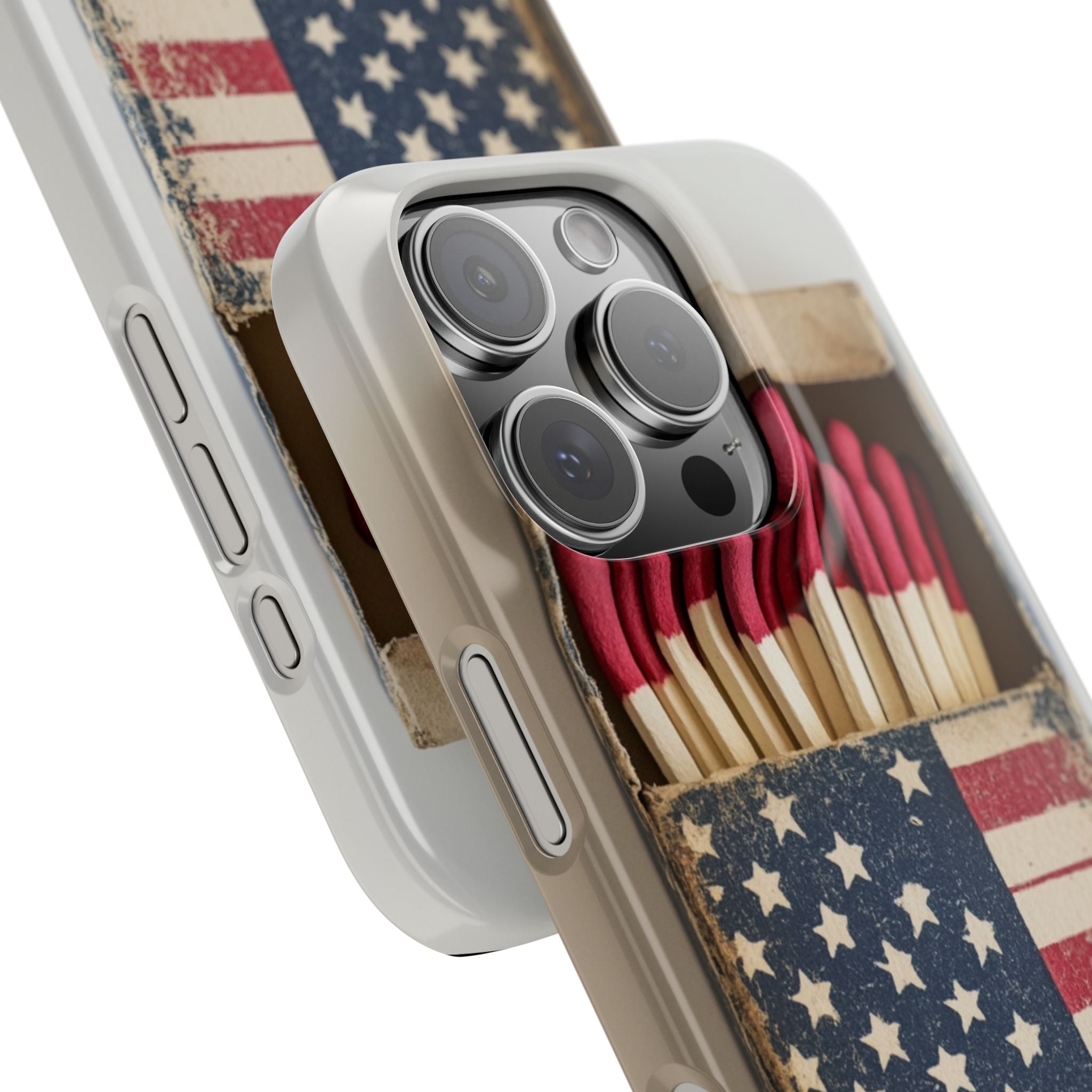 Slim Phone Case with Vintage American Flag Design, Patriotic White Background, America Pride, Independence Day Gift, Protective Phone Cover,