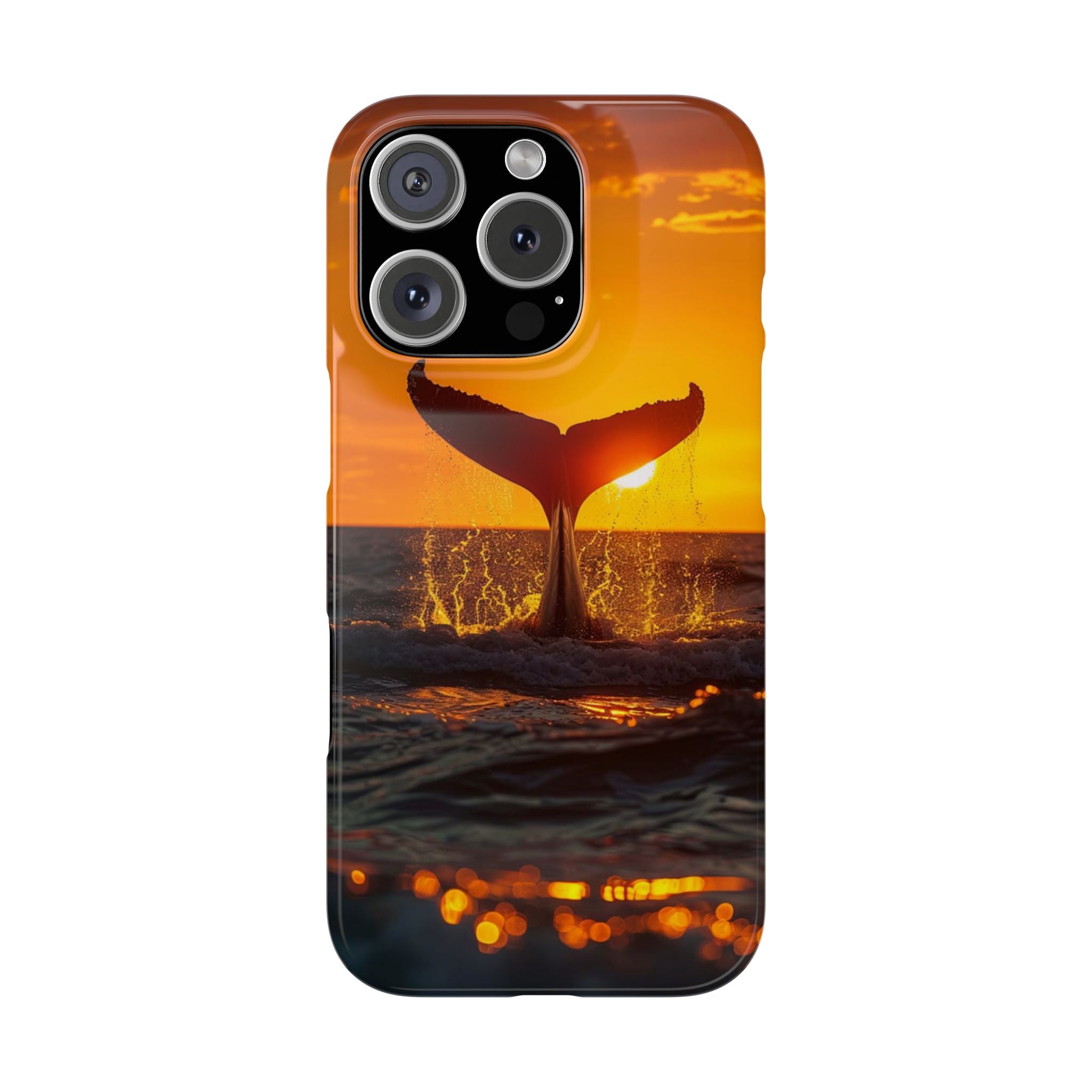 Whale Sunset Slim Phone Case, Whale Tail Phone Cover, Ocean Lover Gift, Nautical Theme Case, Marine Wildlife Phone Skin, Animal Lover