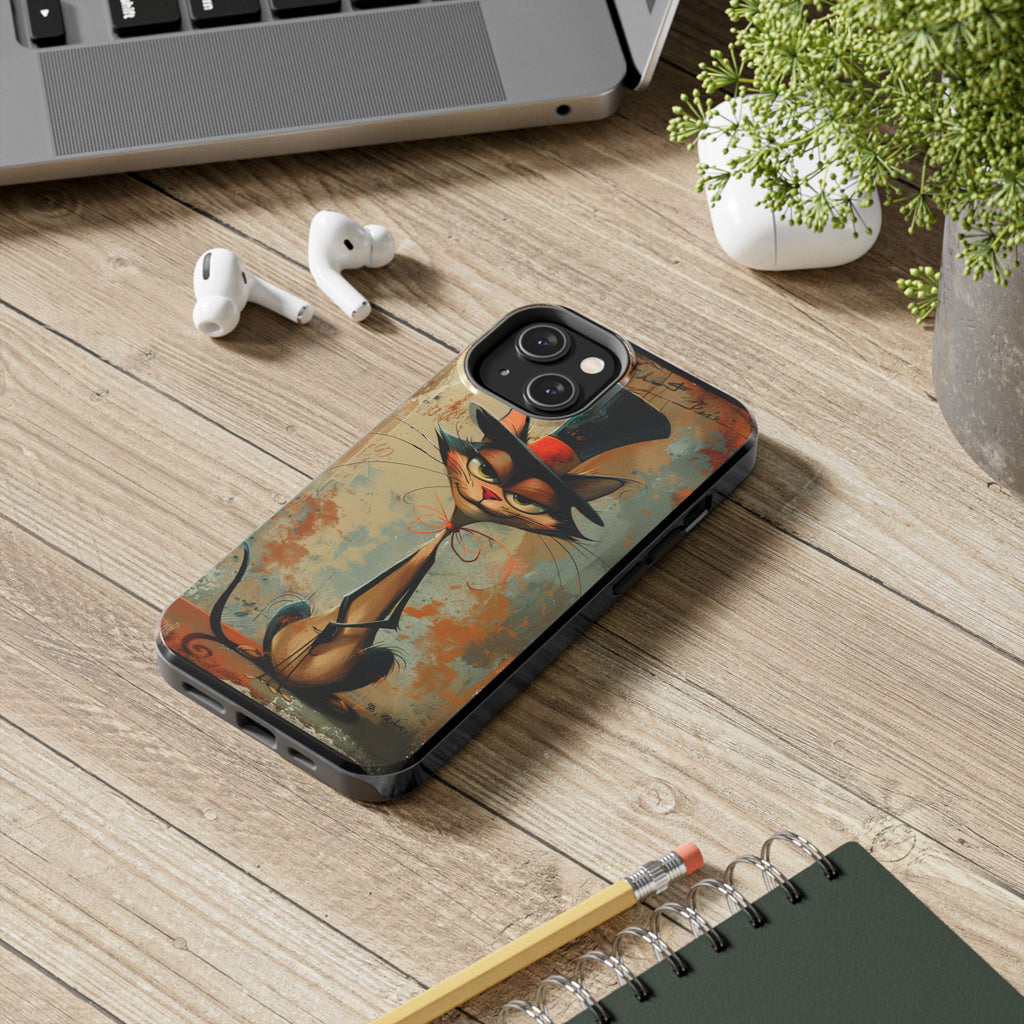 A Black Hat Cat Phone Cover Tough Case, iPhone and Samsung