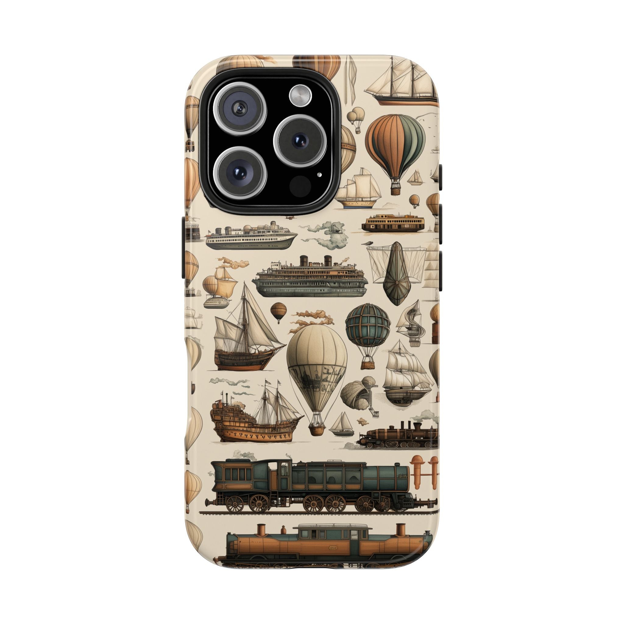 Phone Case Hot Air Balloons, Ships and Trains, Durable and Strong