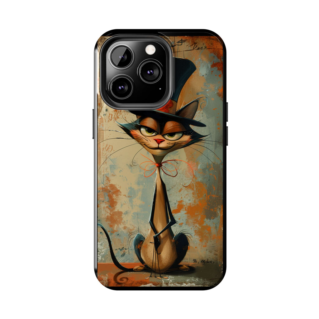 A Black Hat Cat Phone Cover Tough Case, iPhone and Samsung