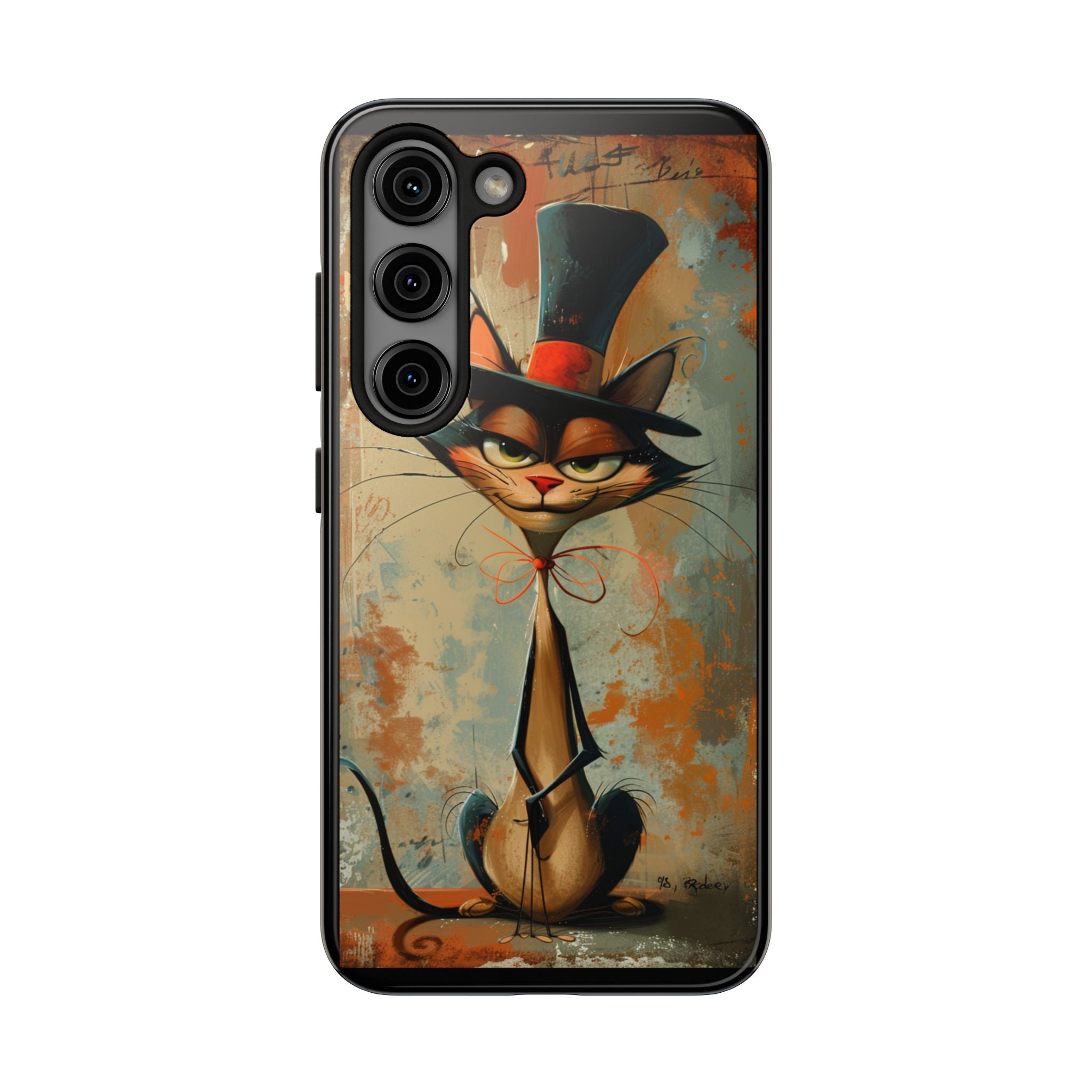 A Black Hat Cat Phone Cover Tough Case, iPhone and Samsung