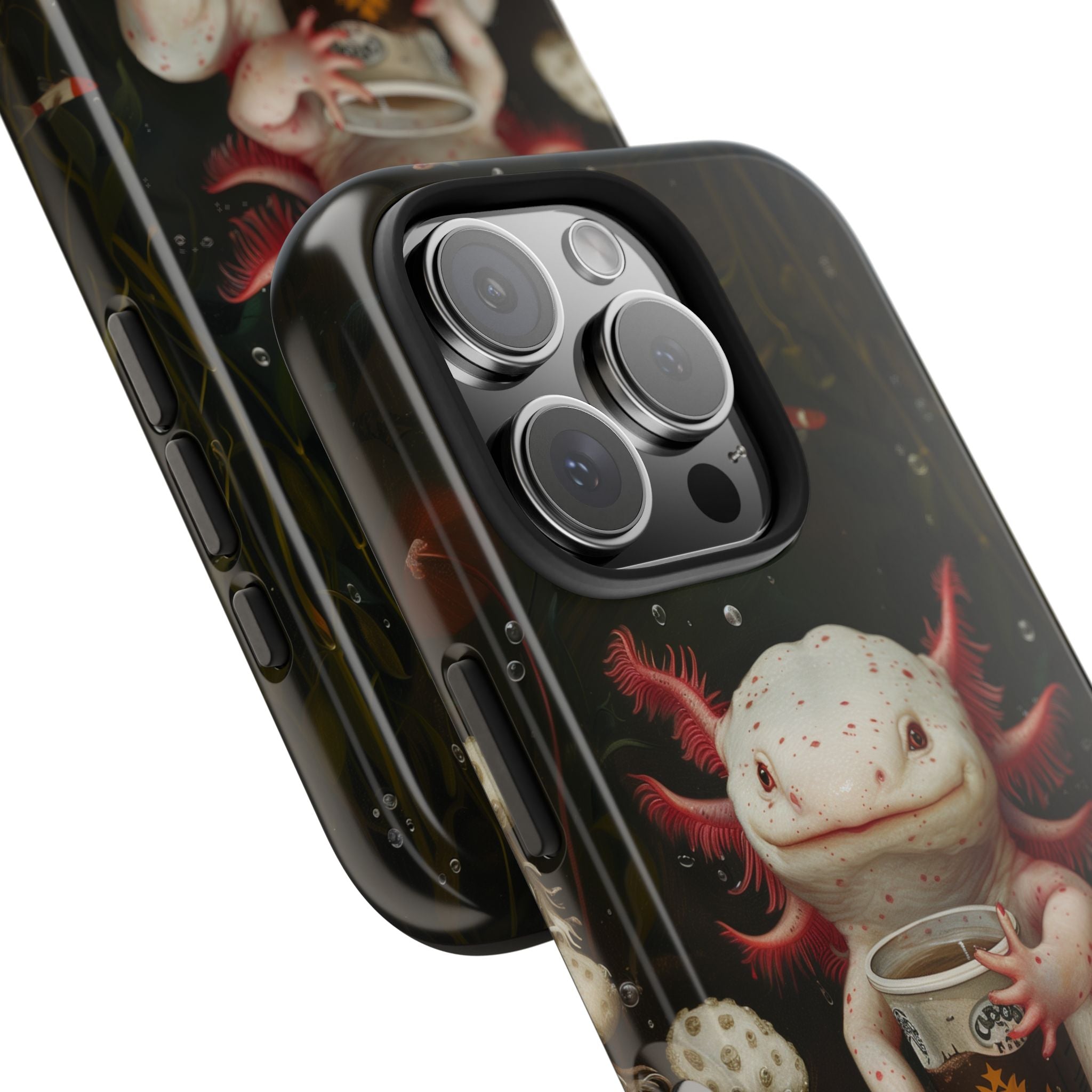 Axolotl drinking Coffee, Strong Protection for iPhone and Samsung