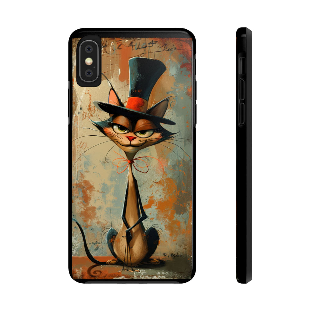 A Black Hat Cat Phone Cover Tough Case, iPhone and Samsung