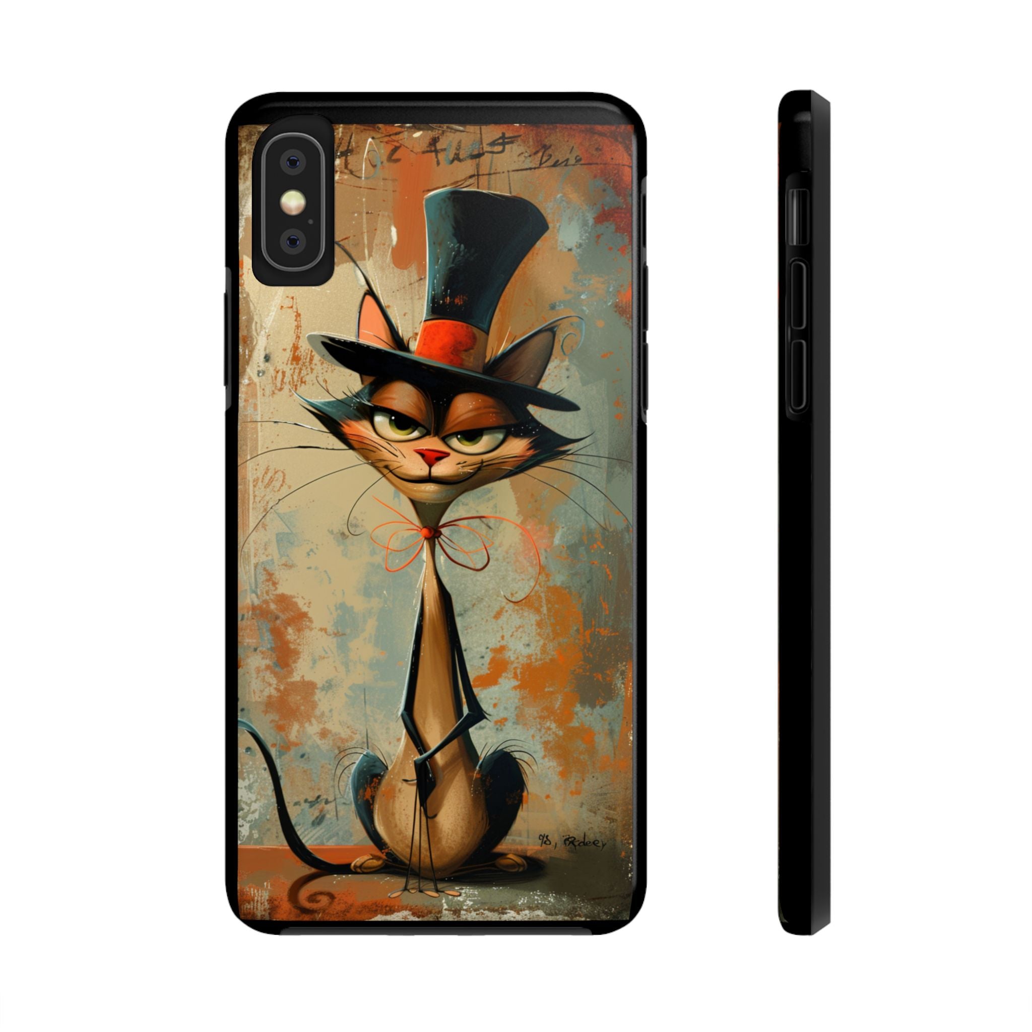 A Black Hat Cat Phone Cover Tough Case, iPhone and Samsung