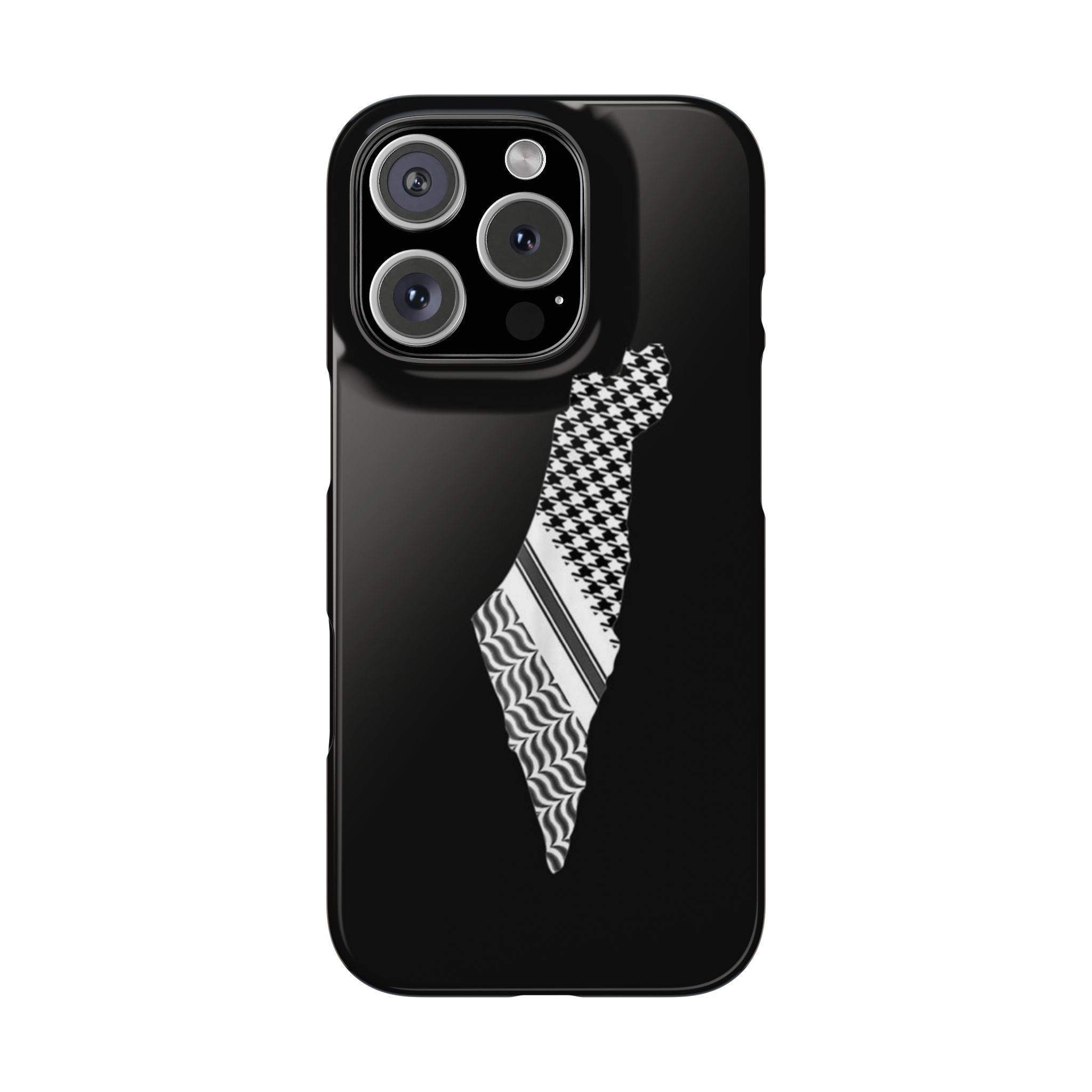 Free Palestine Case, Slim Case for iPhone, Shape of Palestine, Kuffiyah, Symbol of Palestine