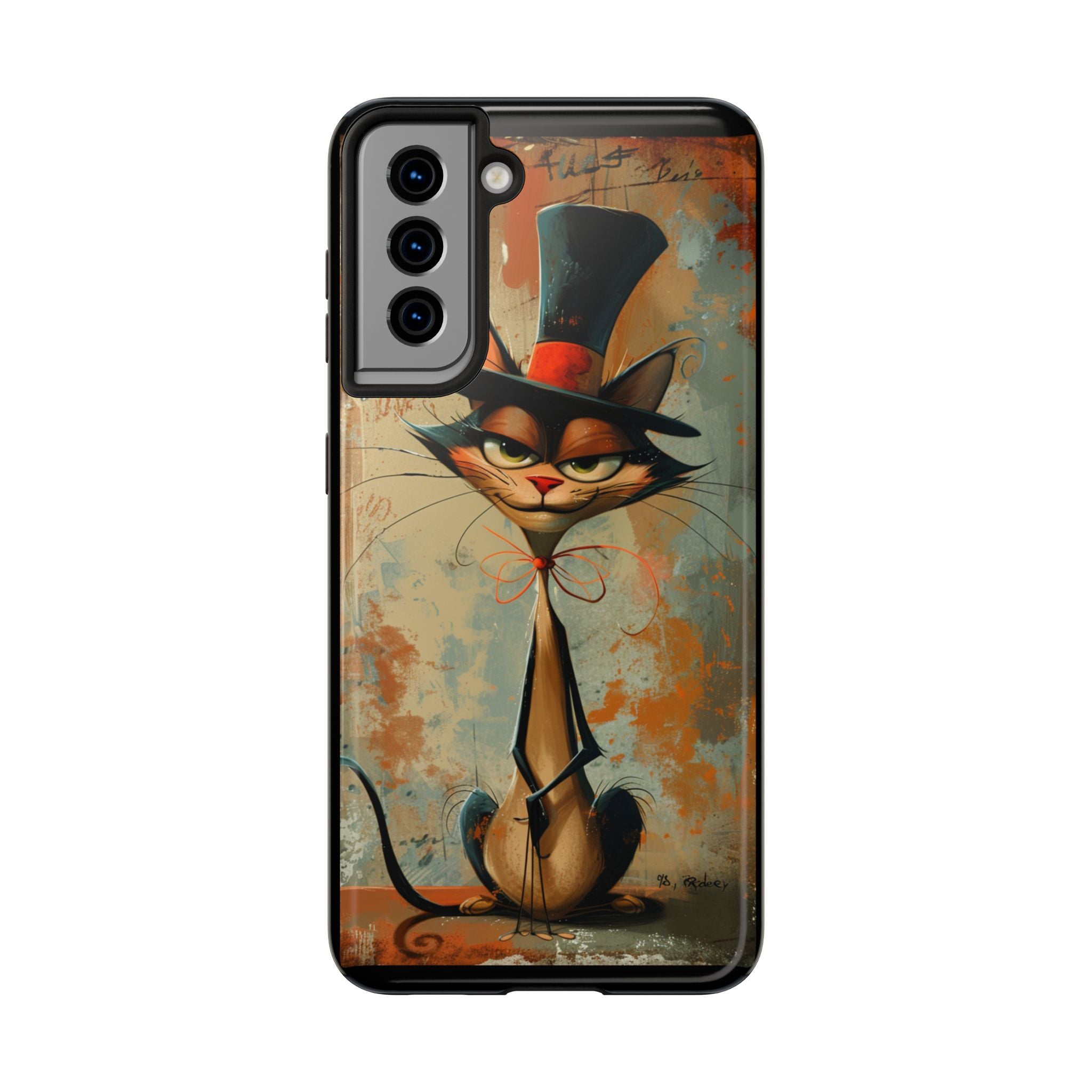 A Black Hat Cat Phone Cover Tough Case, iPhone and Samsung