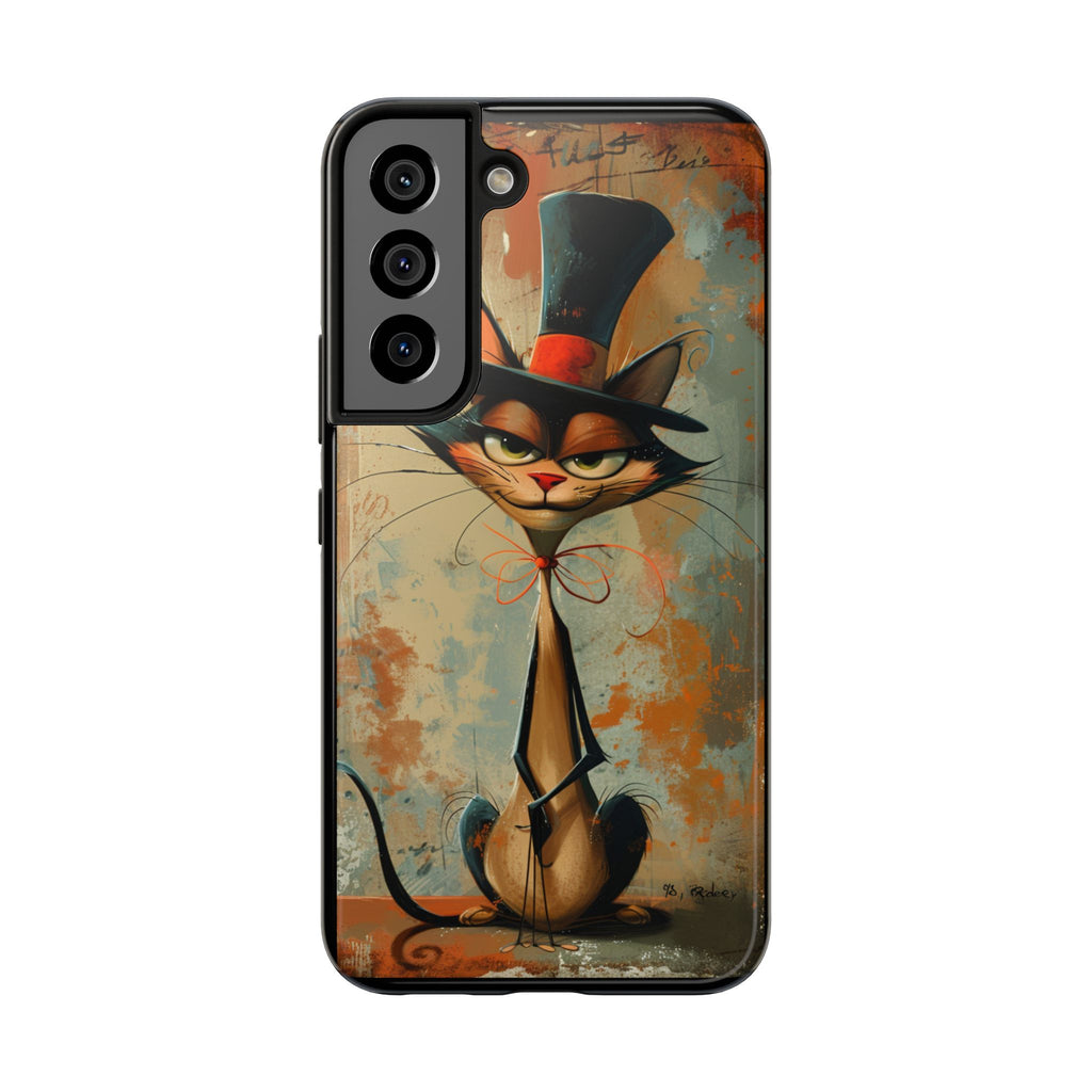 A Black Hat Cat Phone Cover Tough Case, iPhone and Samsung