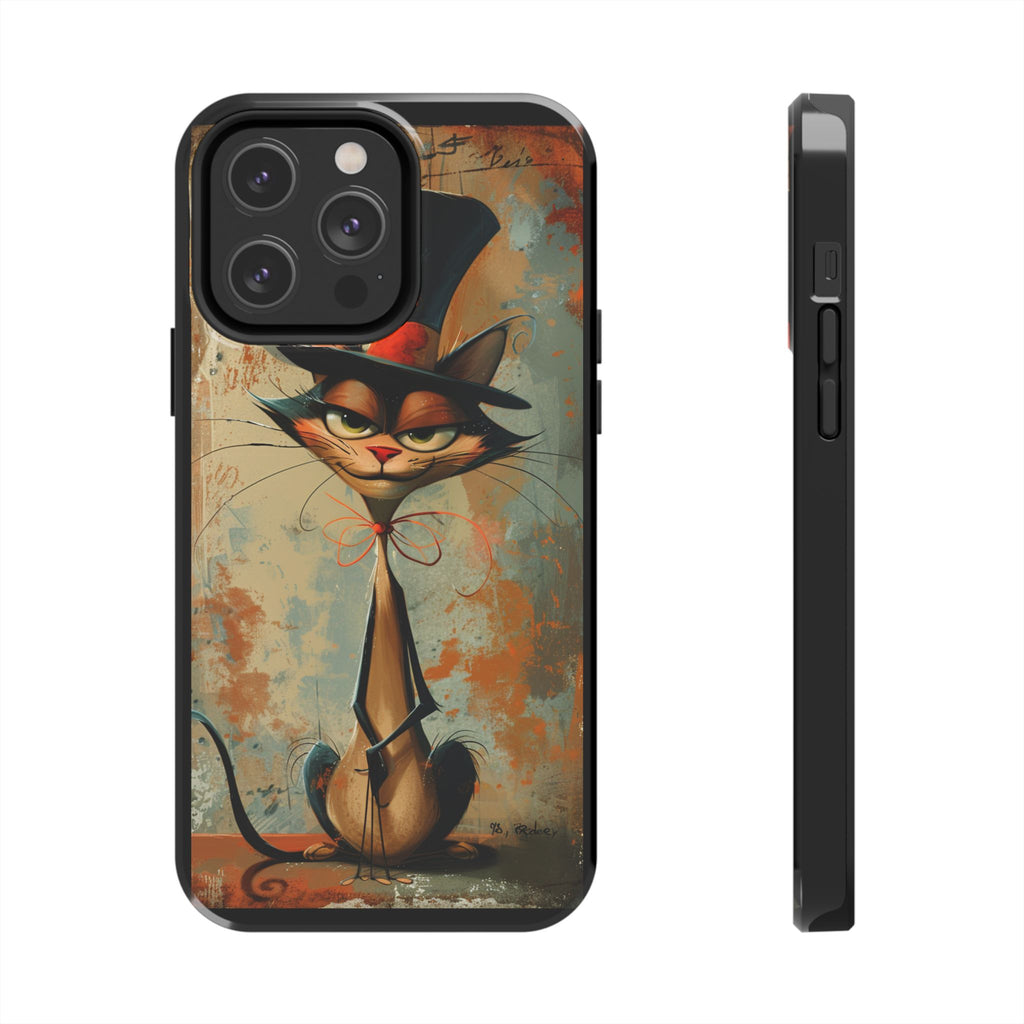 A Black Hat Cat Phone Cover Tough Case, iPhone and Samsung