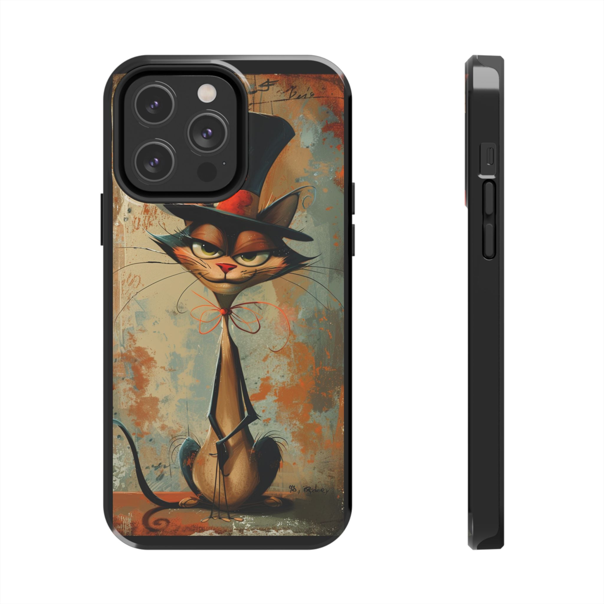 A Black Hat Cat Phone Cover Tough Case, iPhone and Samsung