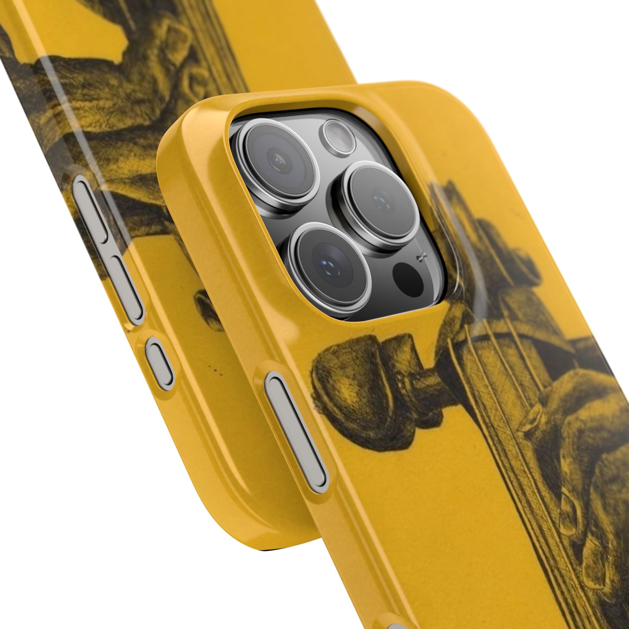 Musician's Slim Phone Case, Upright Bass Player Gift, Yellow Background Design, Music Lover Gift, Jazz Music
